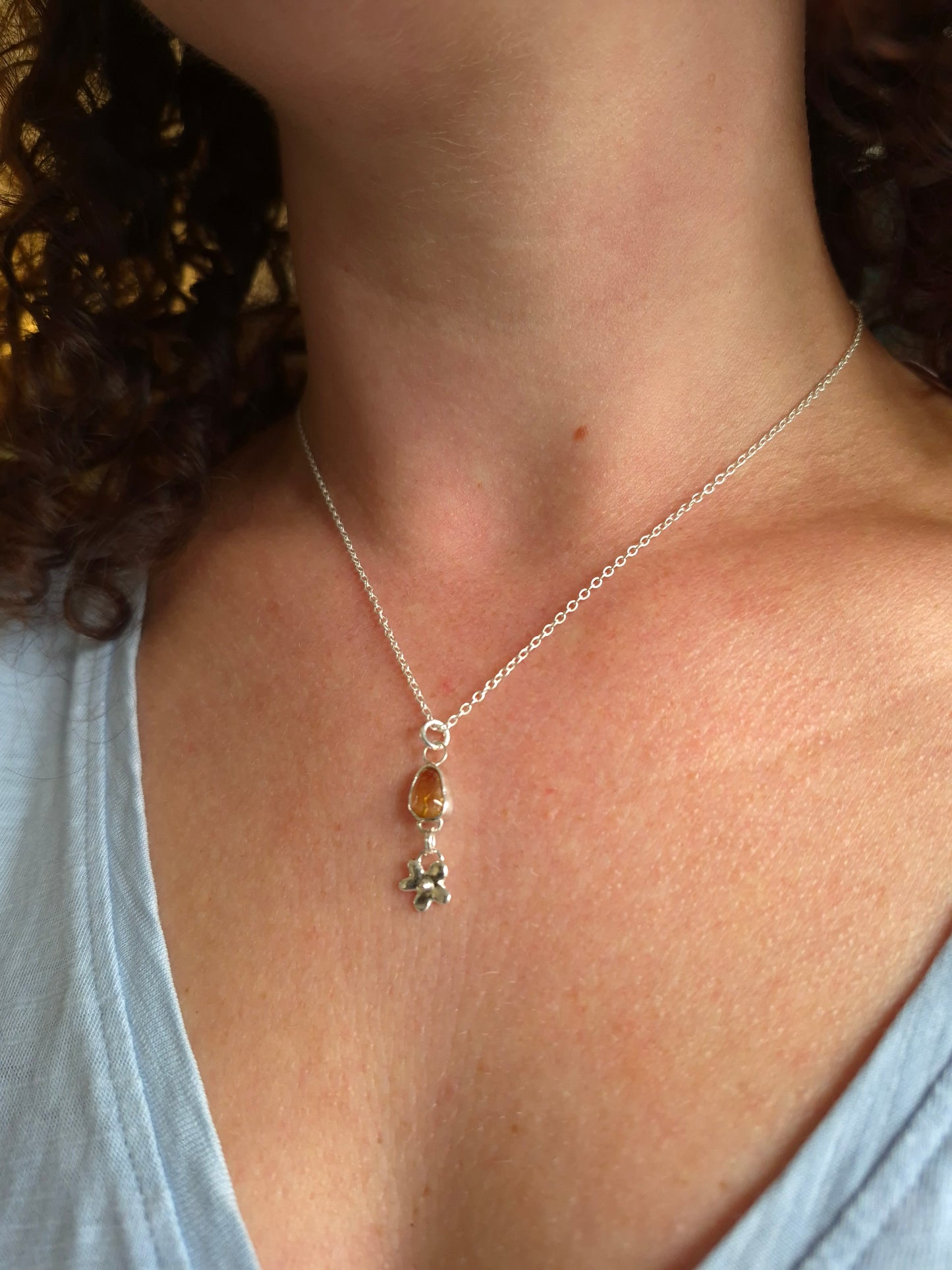 Citrine flower necklace