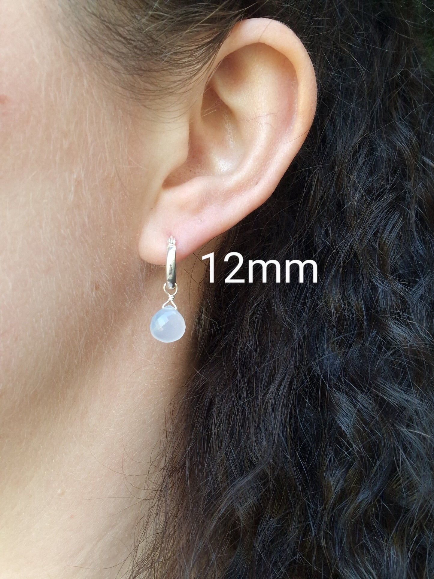 gemstone silver hoop earrings