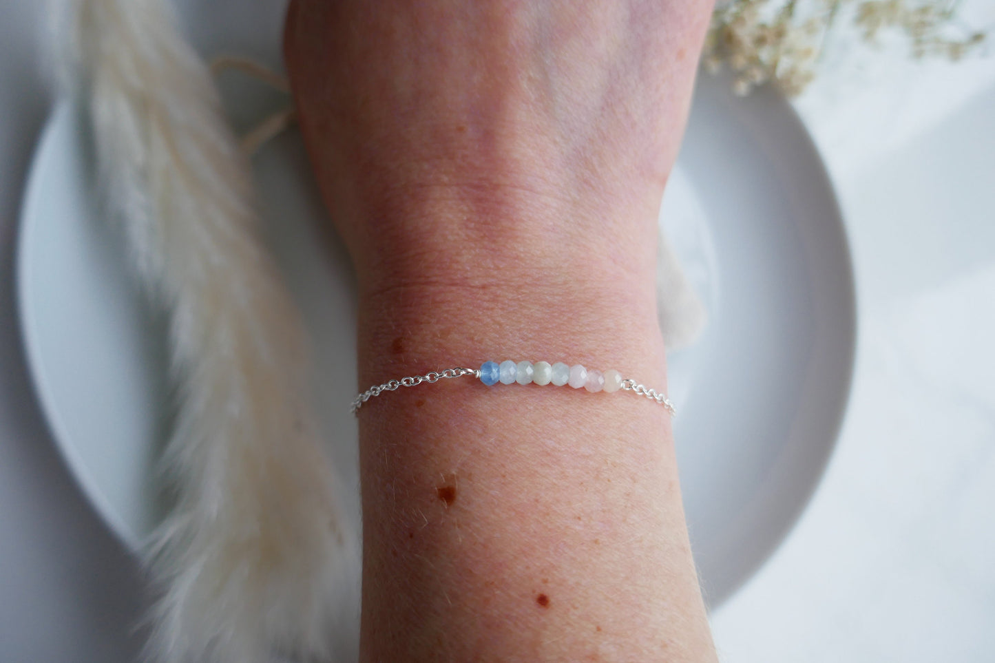 lightweight gemstone and silver bracelet