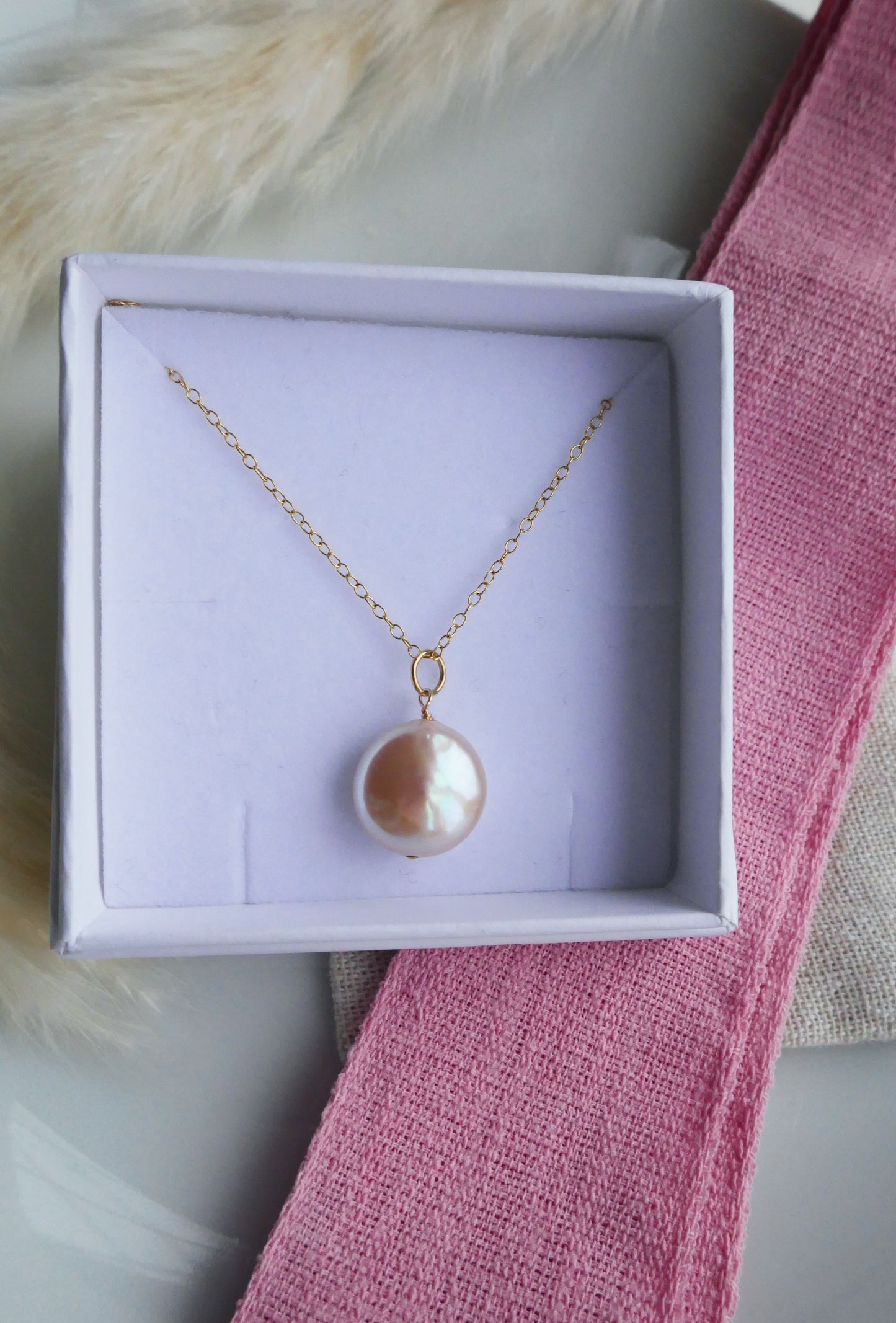 Coin pearl gold filled necklace
