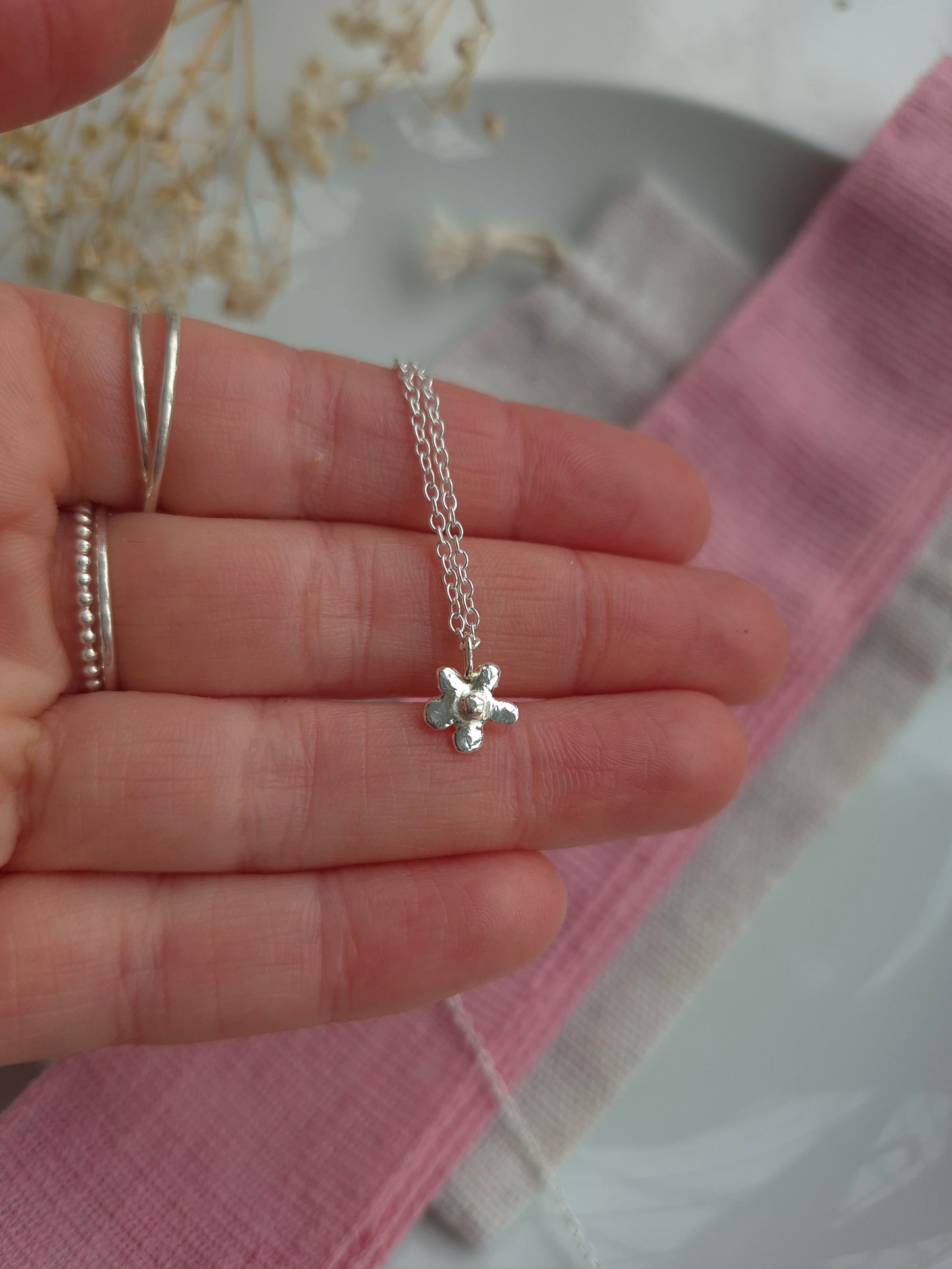 Dainty flower necklace (one available)