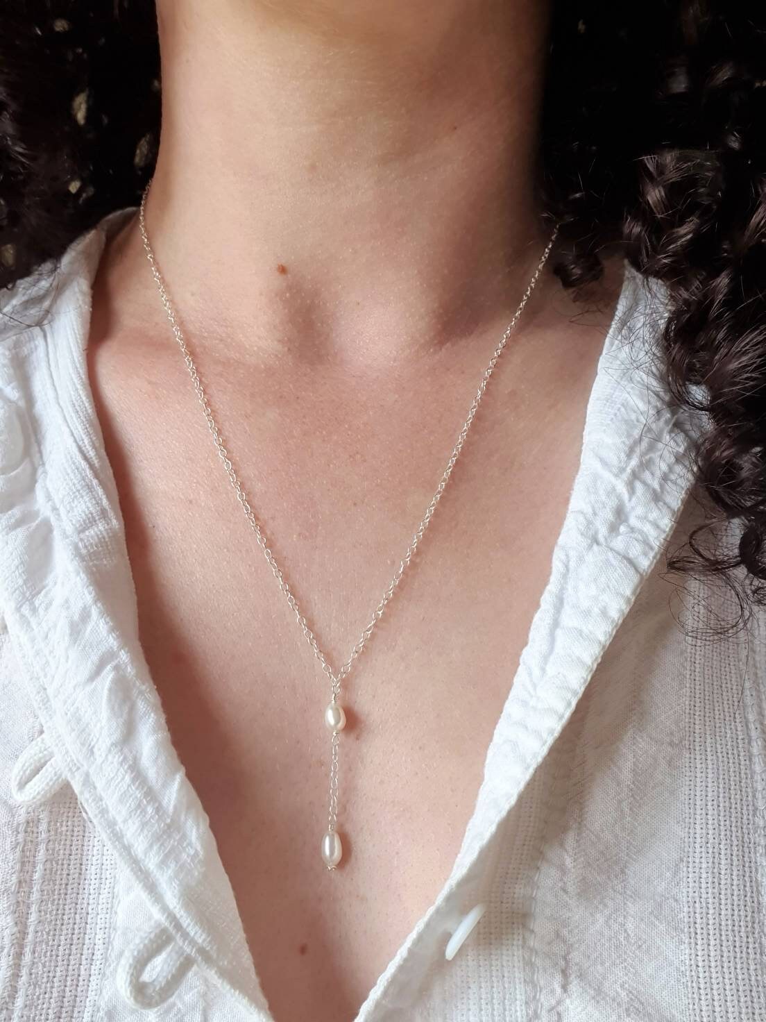 Freshwater pearl lariat necklace
