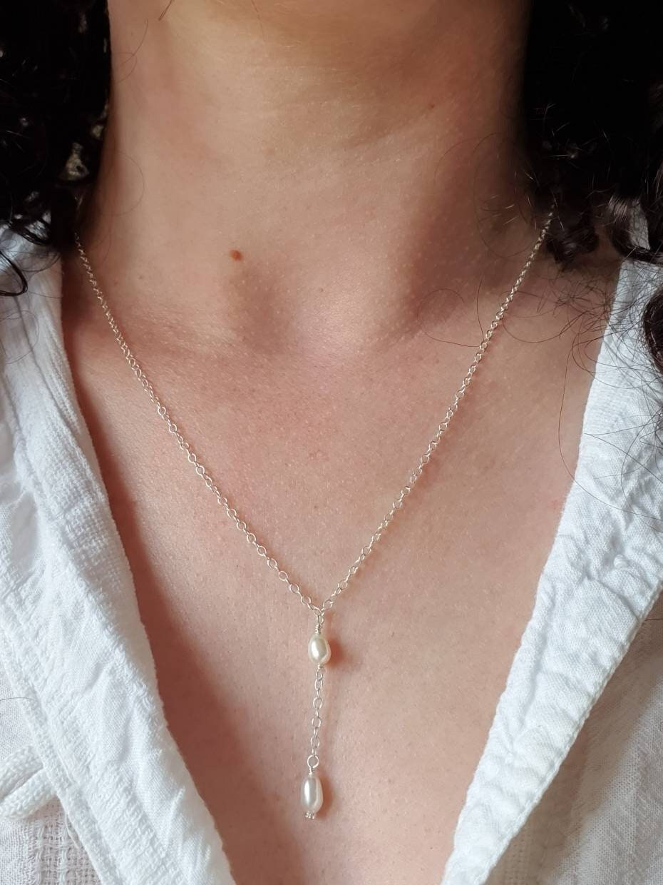 Freshwater pearl lariat necklace