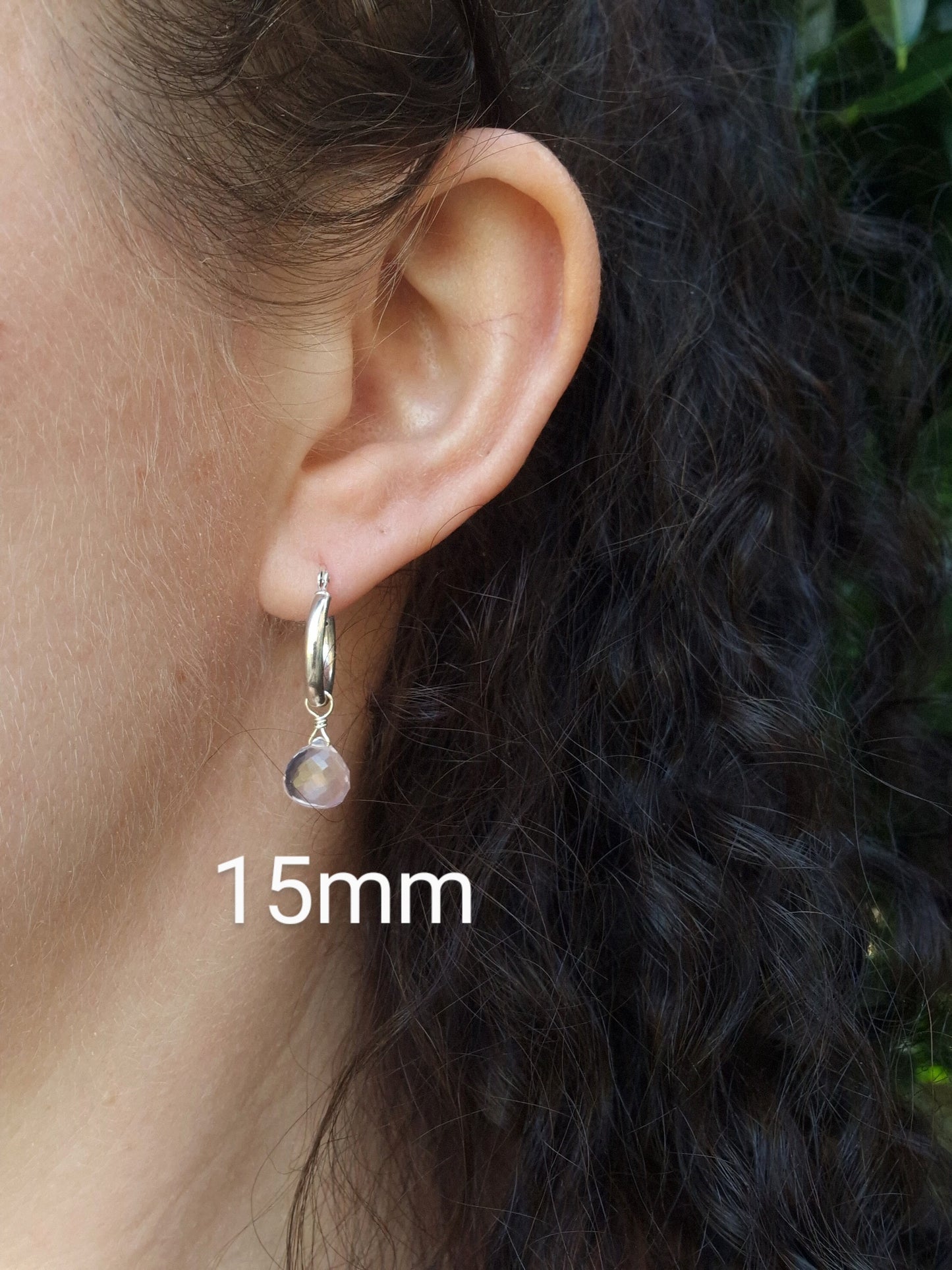 Rose quartz hoop earrings