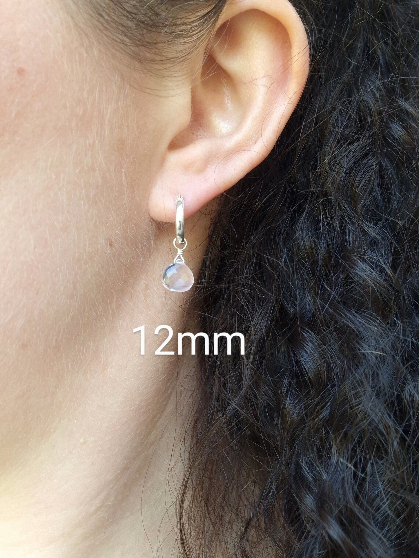 Rose quartz hoop earrings