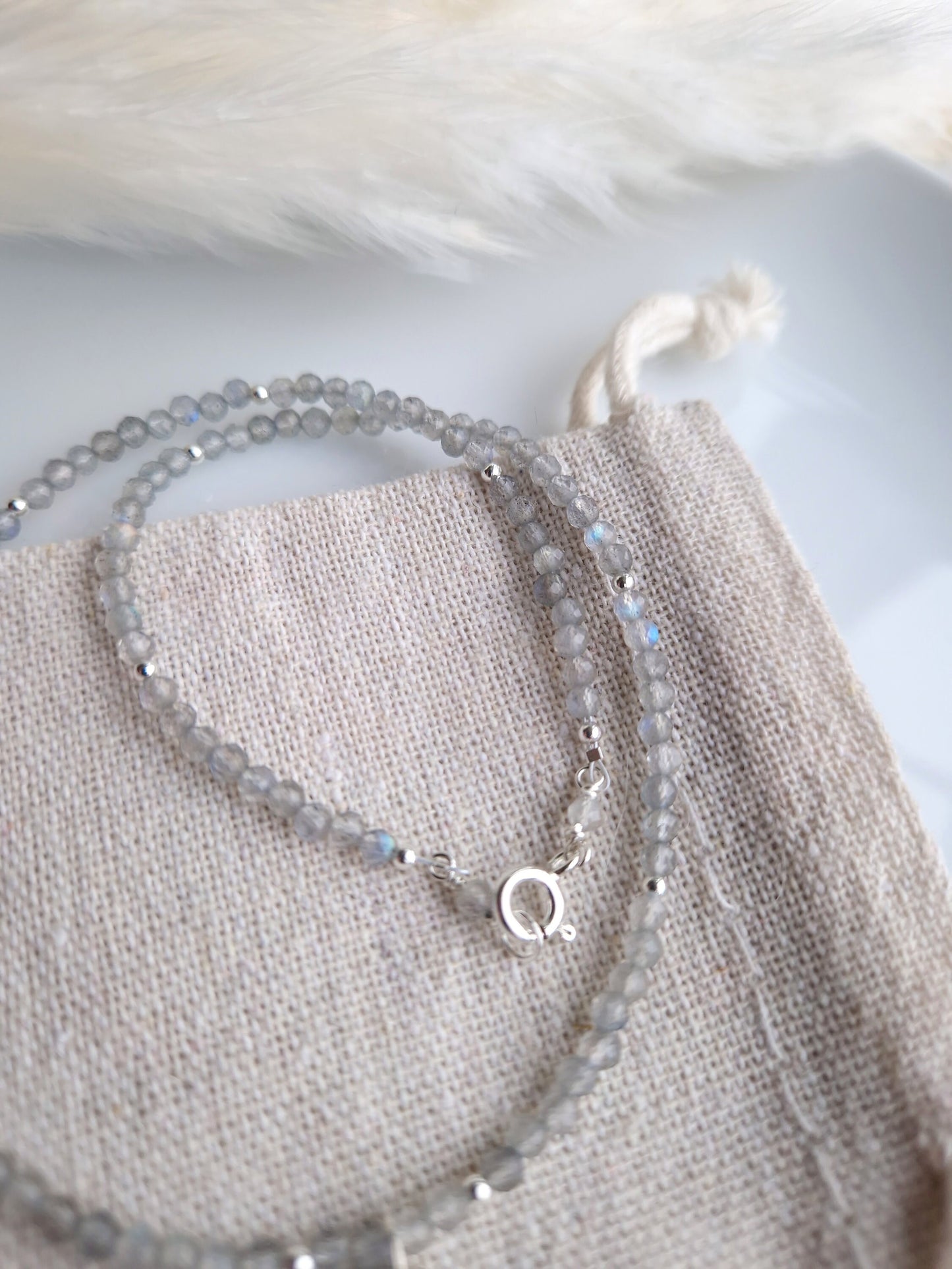 Labradorite moon beaded necklace