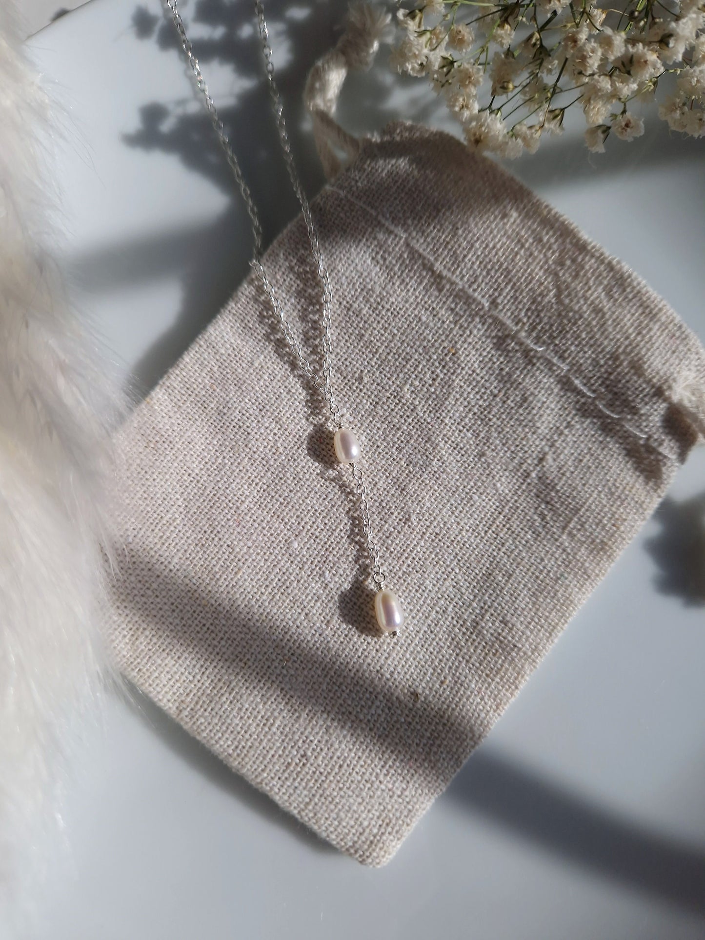 Freshwater pearl lariat necklace