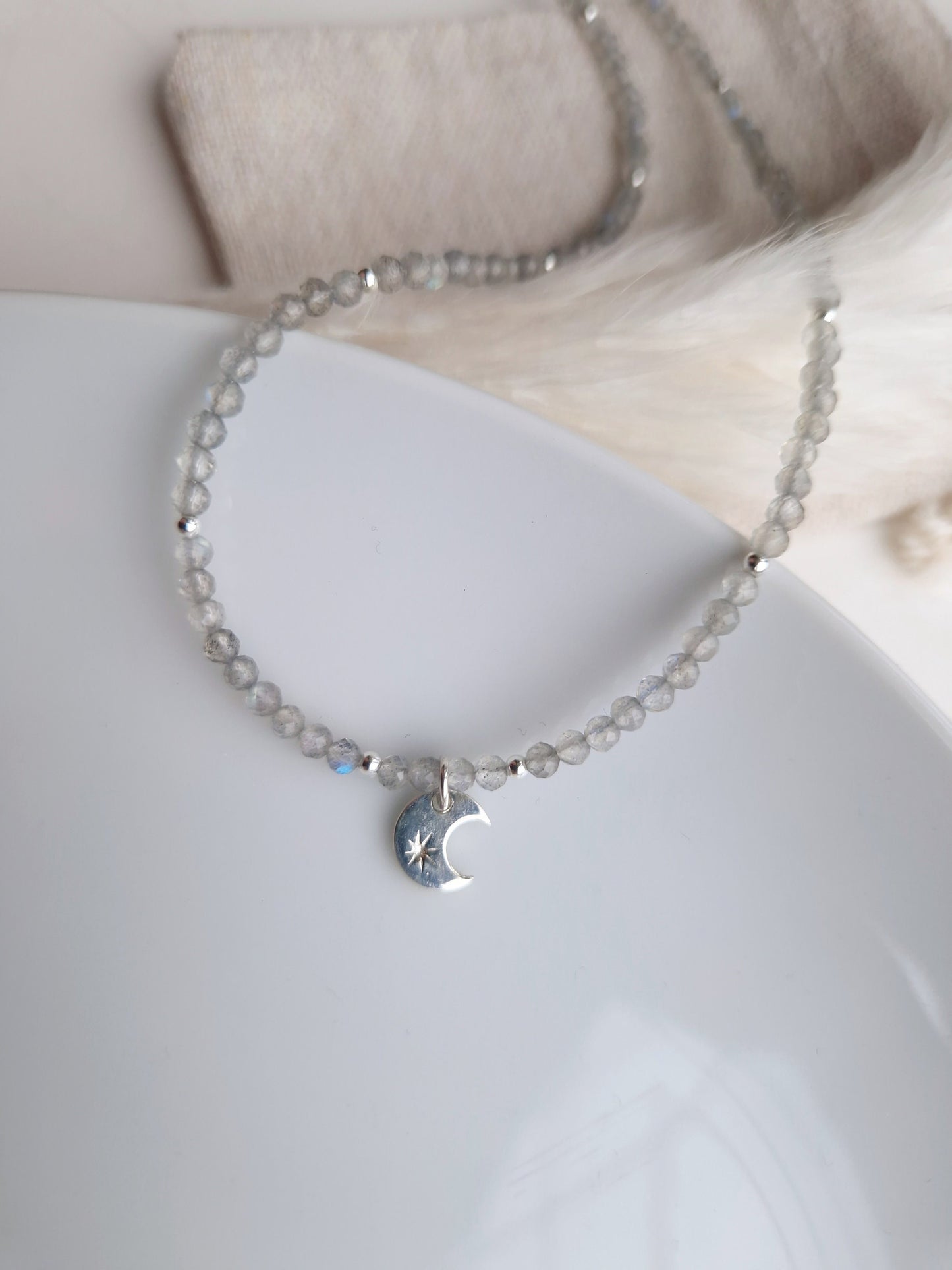 Labradorite moon beaded necklace