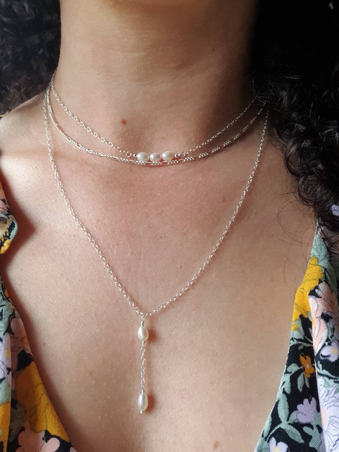 Freshwater pearl lariat necklace