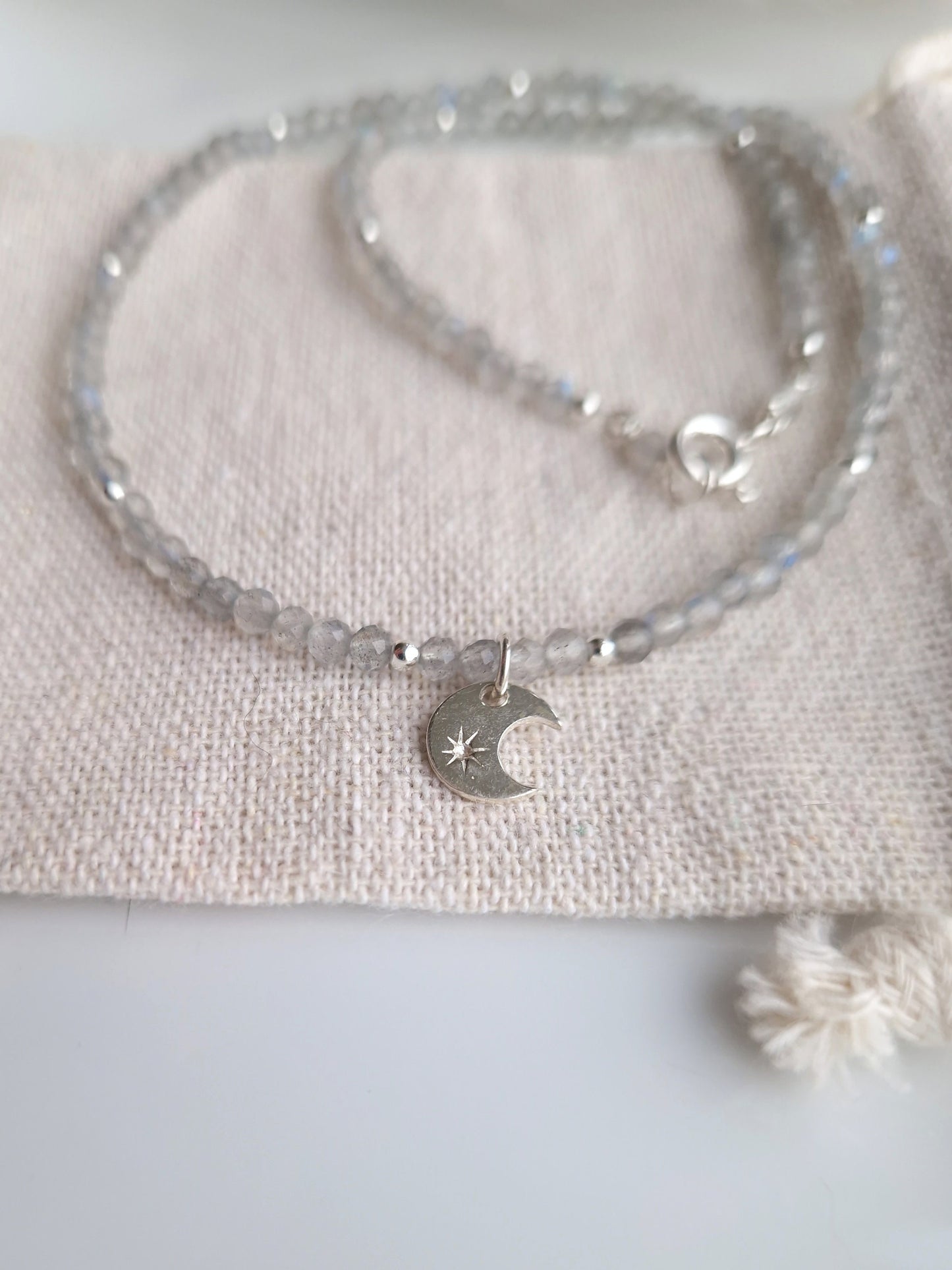 Labradorite moon beaded necklace