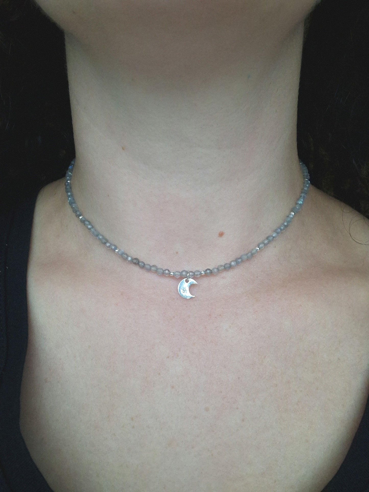 Labradorite moon beaded necklace