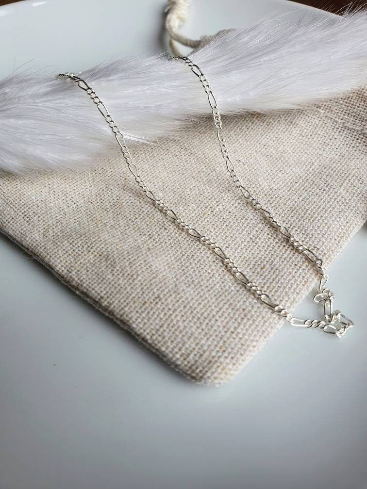 delicate figaro sterling silver chain necklace