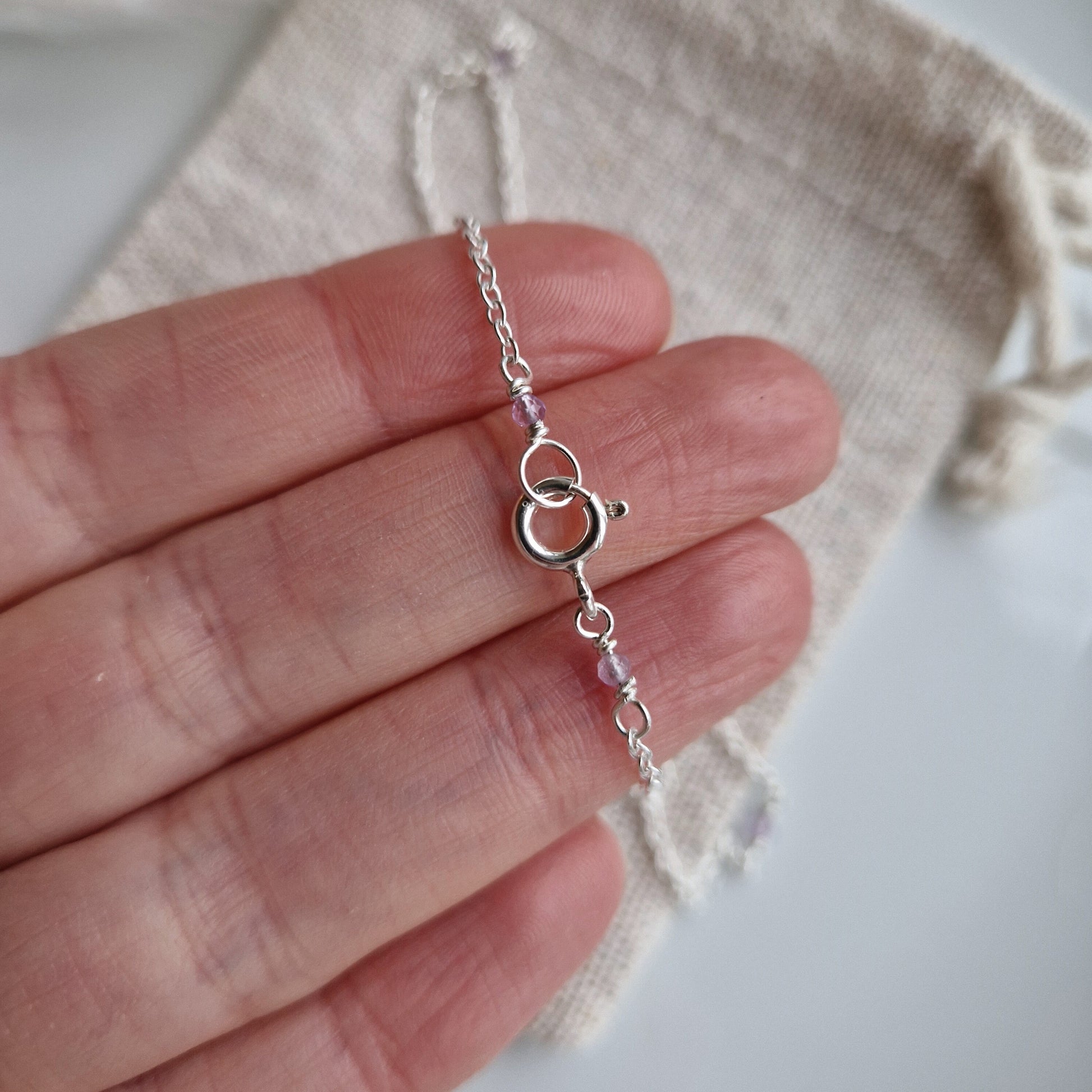 handmade genuine amethyst gemstone and sterling silver necklace