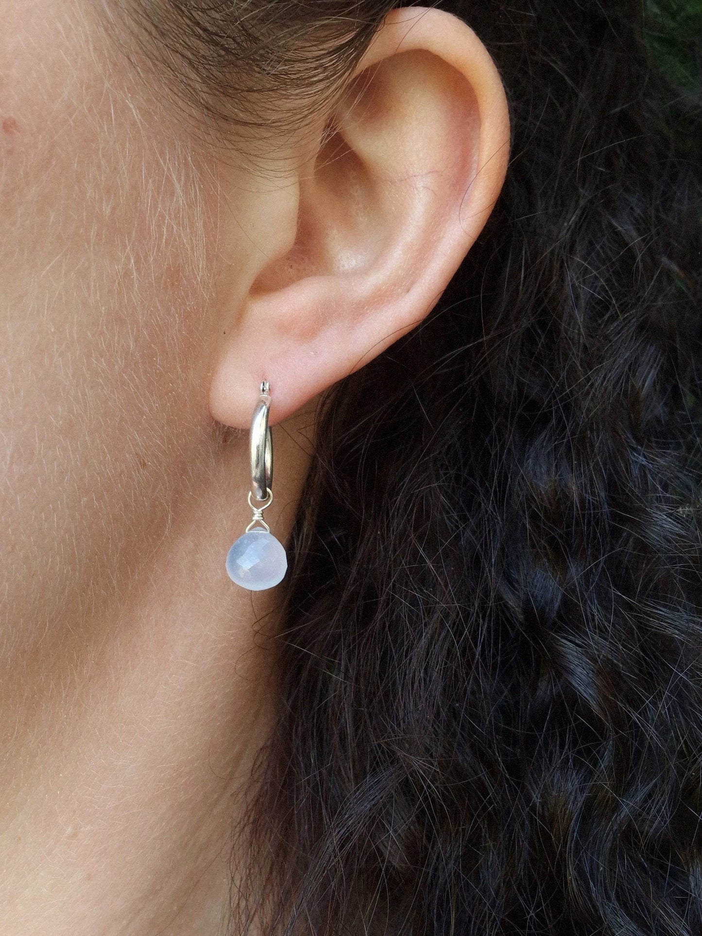 dainty gemstone silver earrings