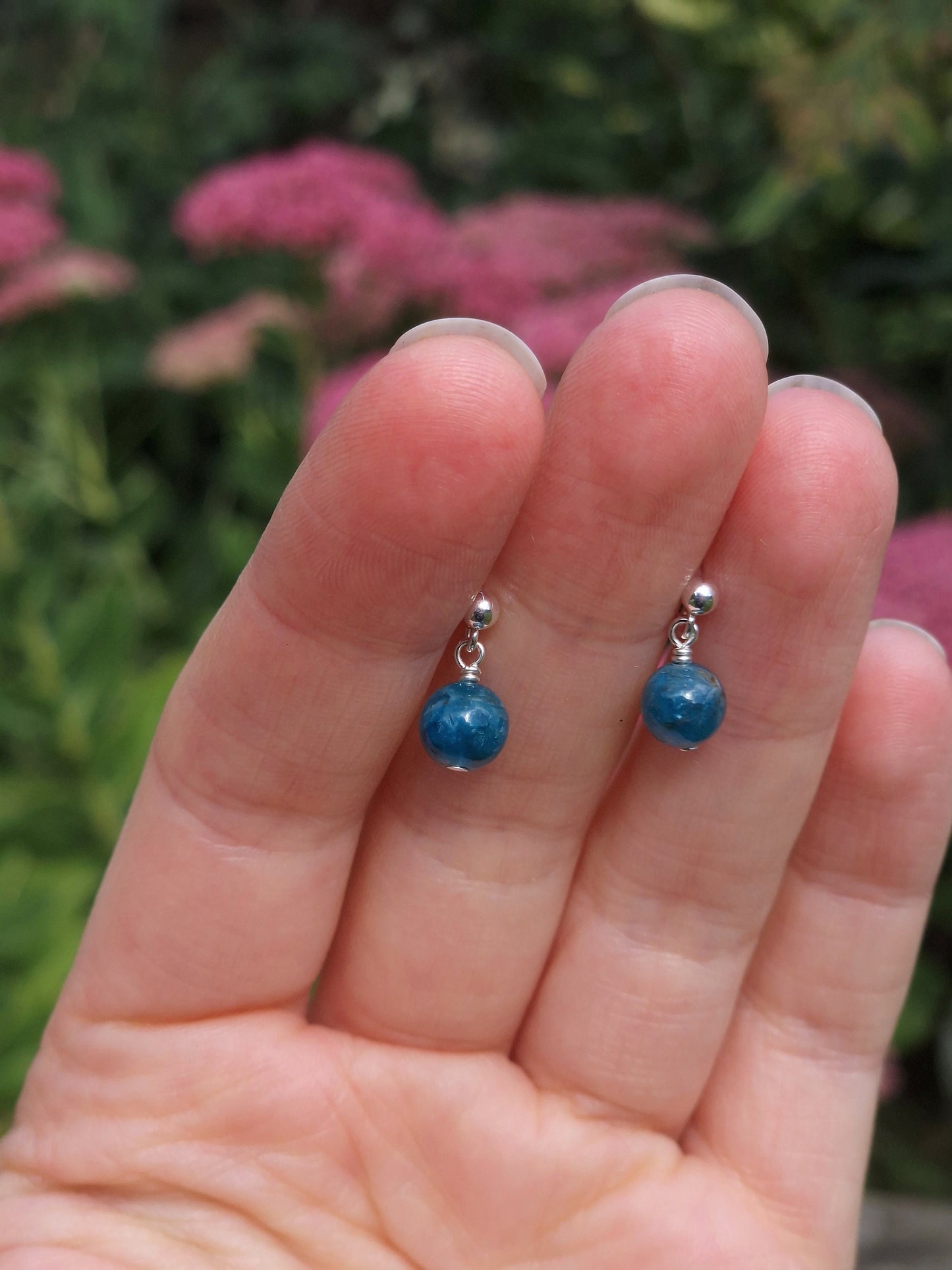 dainty gemstone and sterling silver earrings