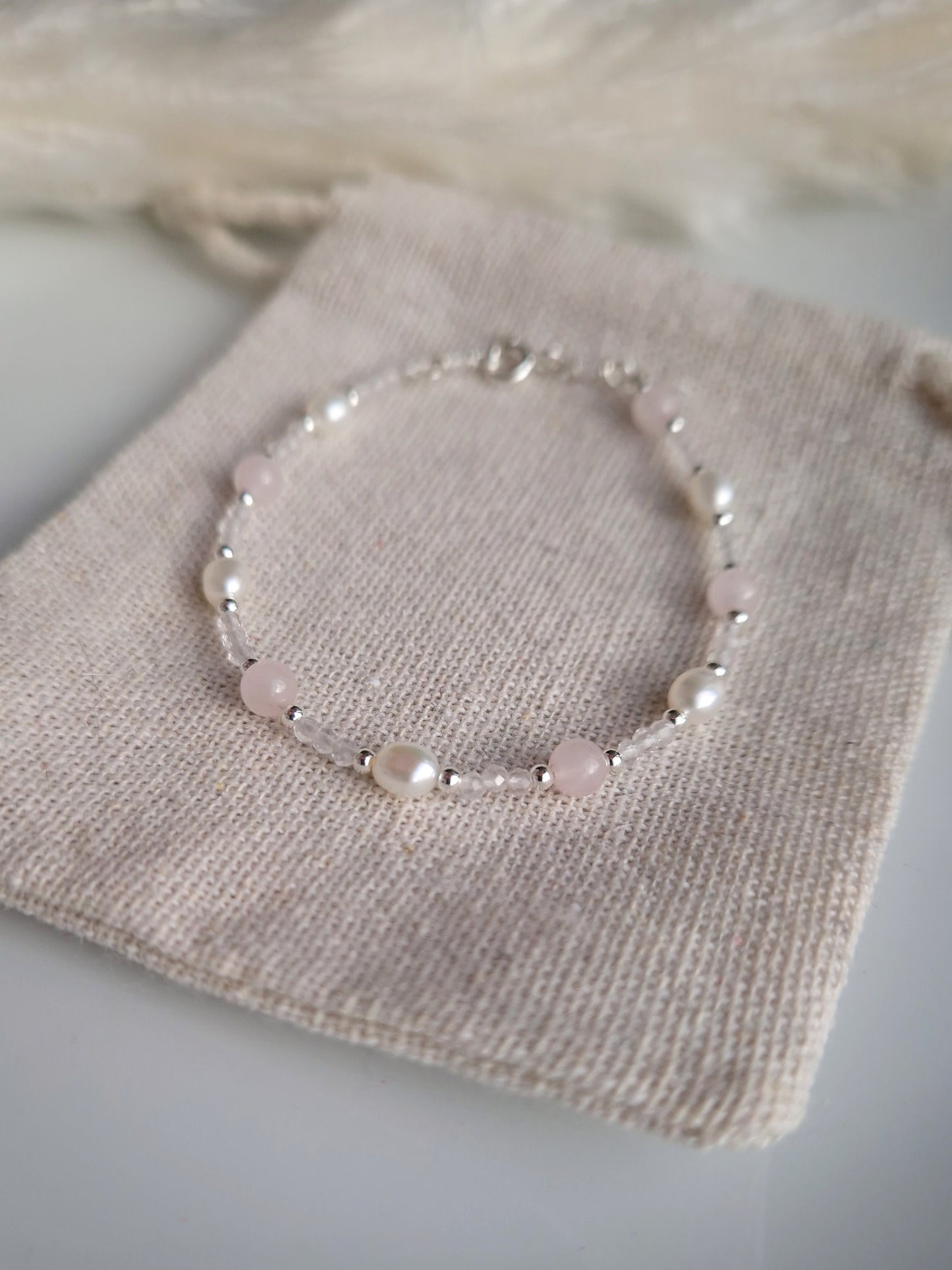 dainty beaded gemstone bracelet