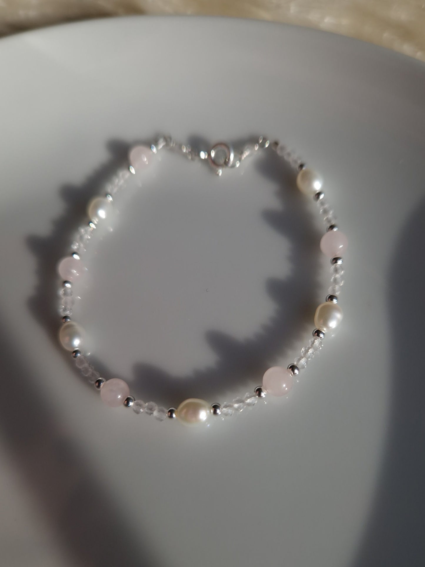 tiny gemstone beaded bracelet with  pearls for wedding