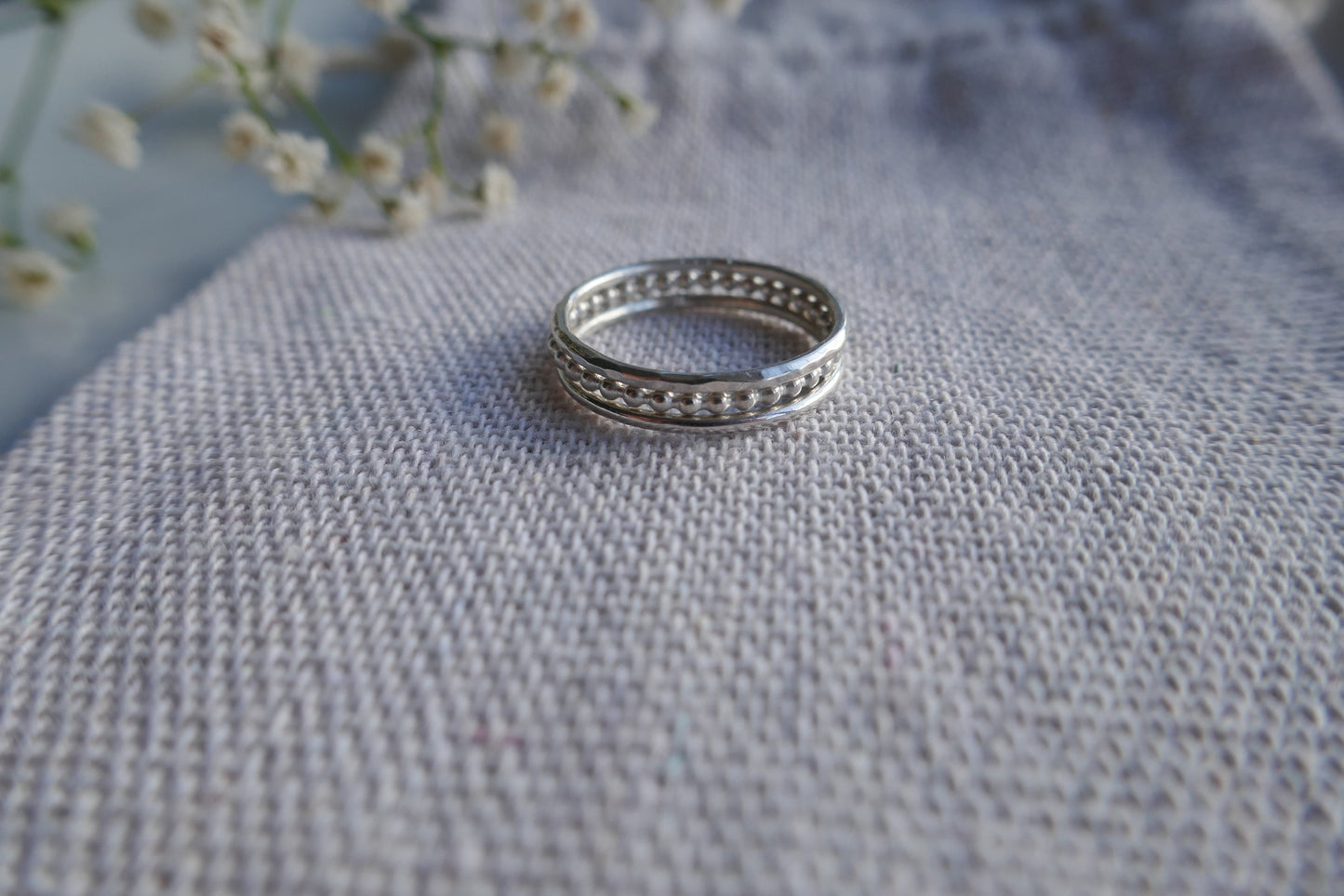 silver skinny stacking ring set handmade