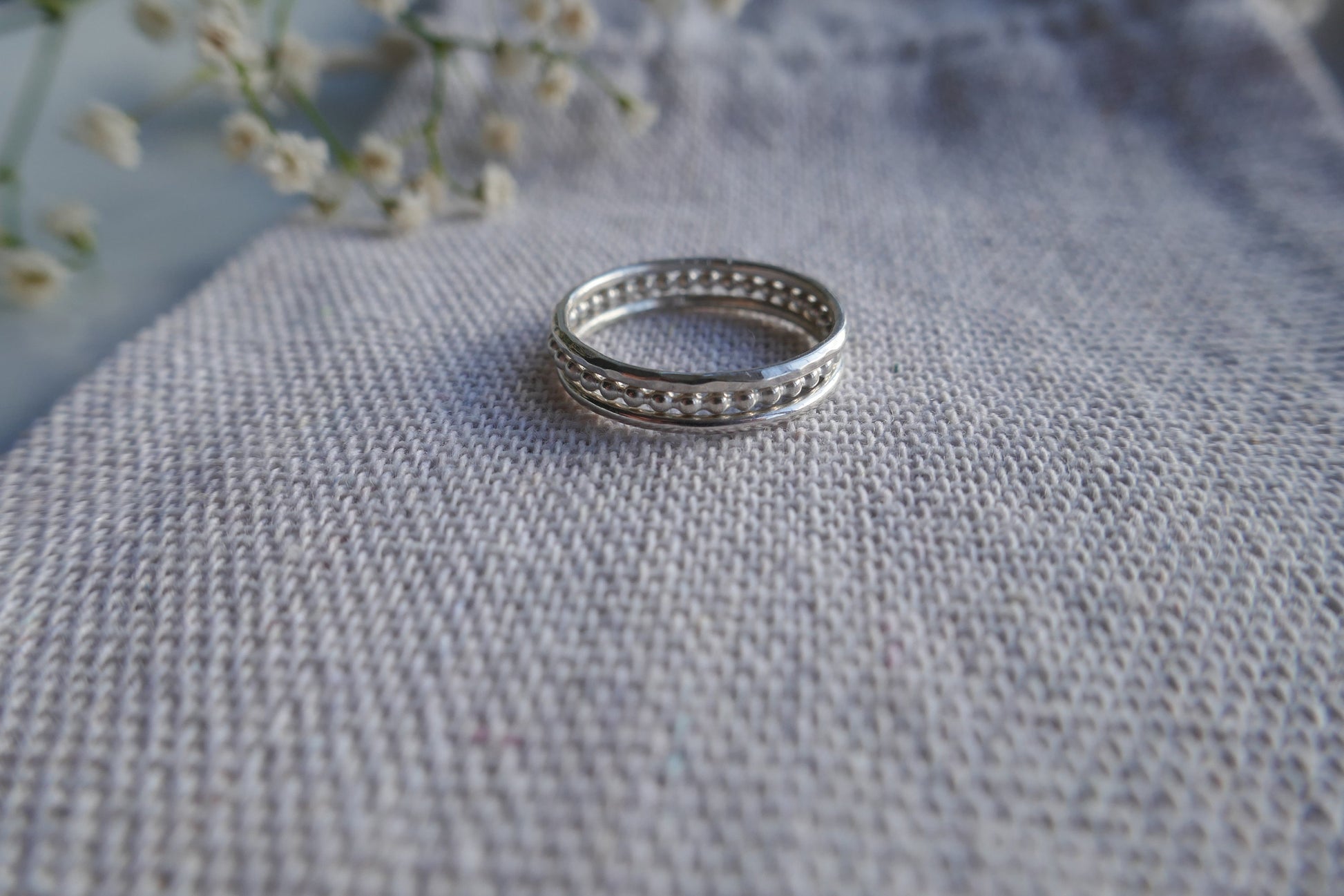 silver skinny stacking ring set handmade