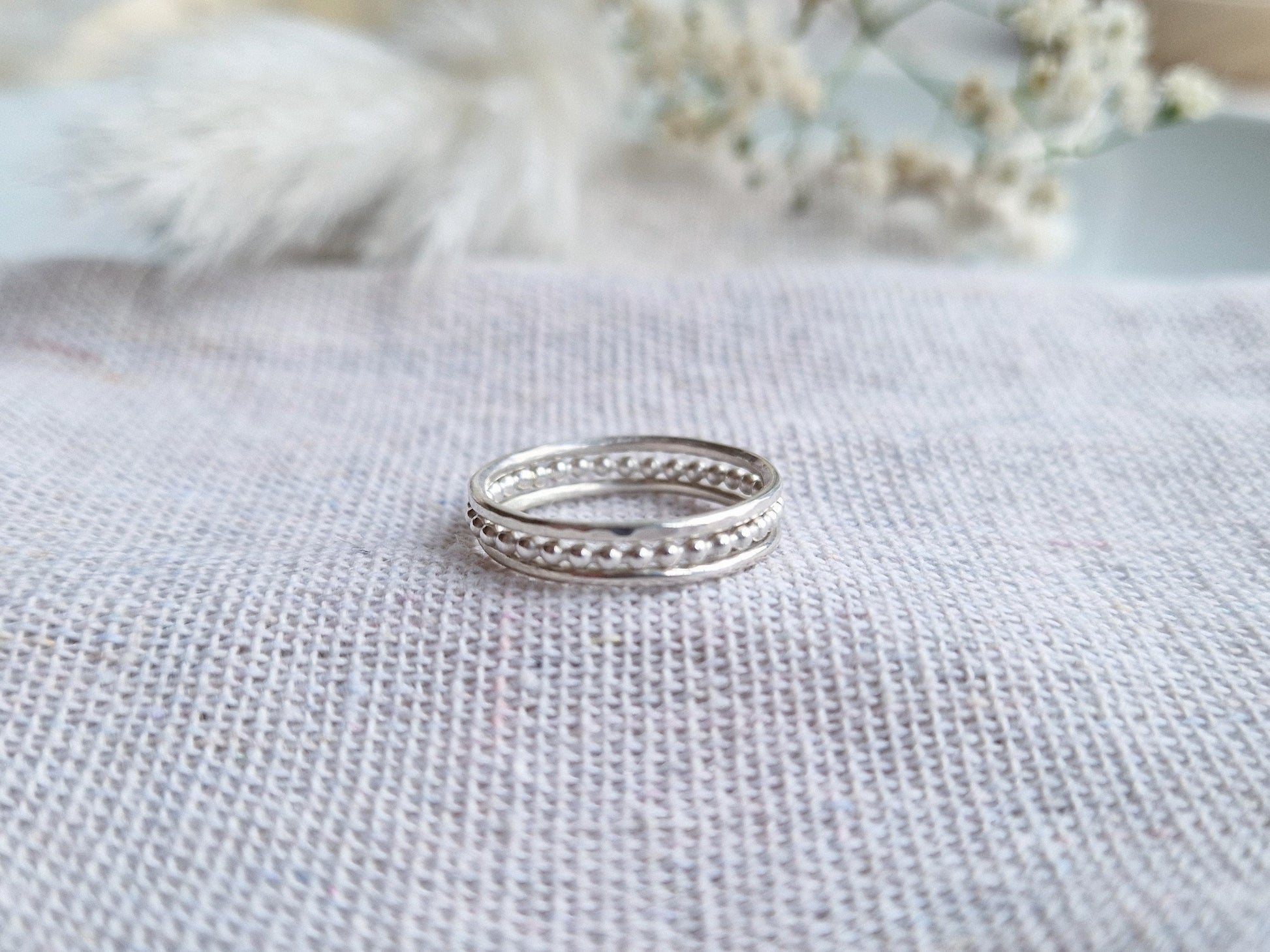 Simple sterling silver 3 stacking ring set