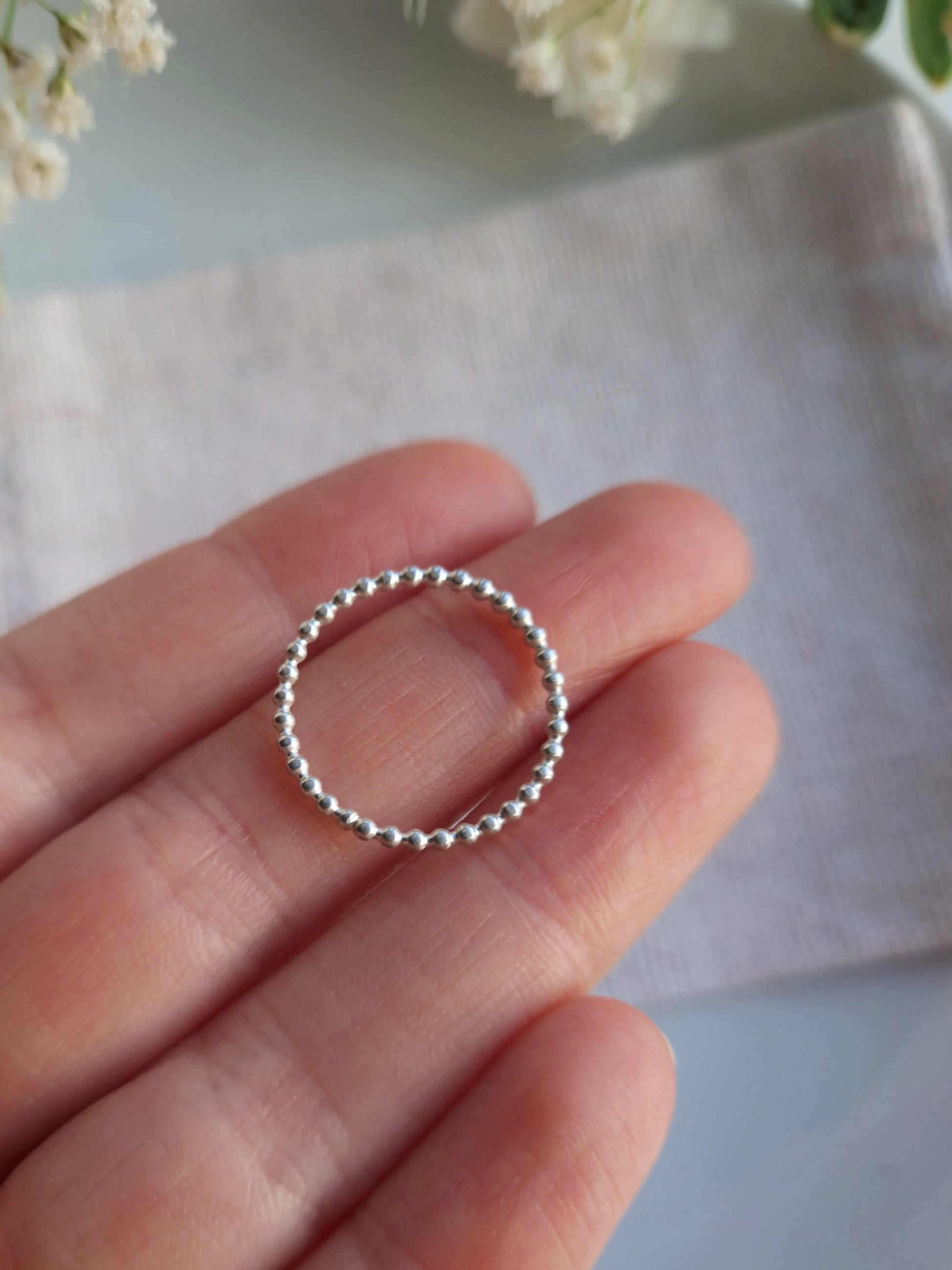 sterling silver bobble stacking ring