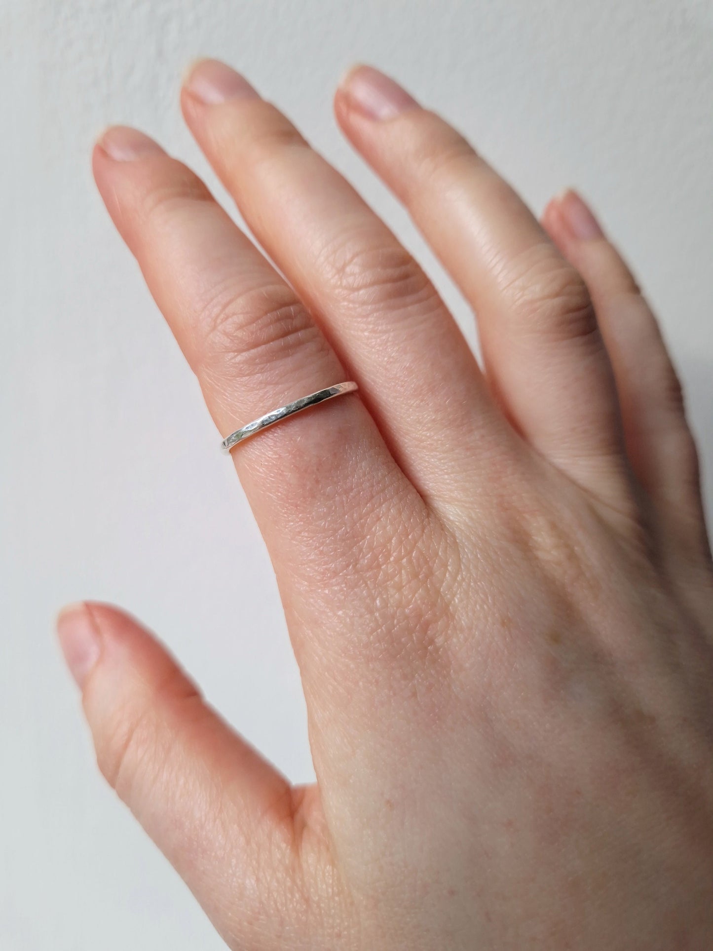 simple hammered ring in sterling silver