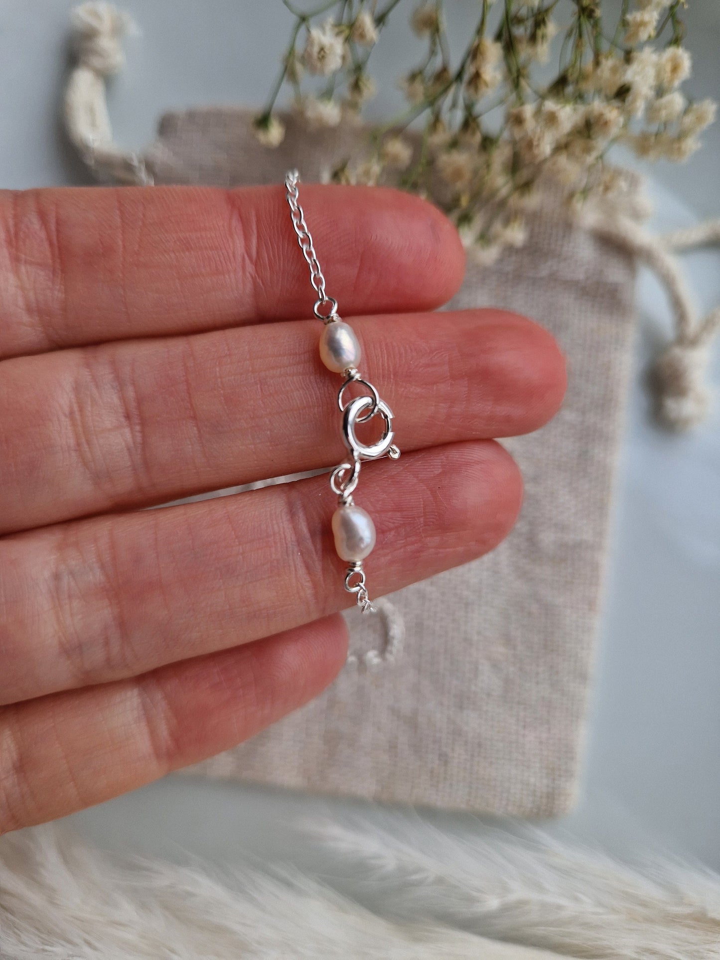 Freshwater pearl pendant necklace with recycled sterling silver chain | Minimalist bridal baroque coin pearl necklace