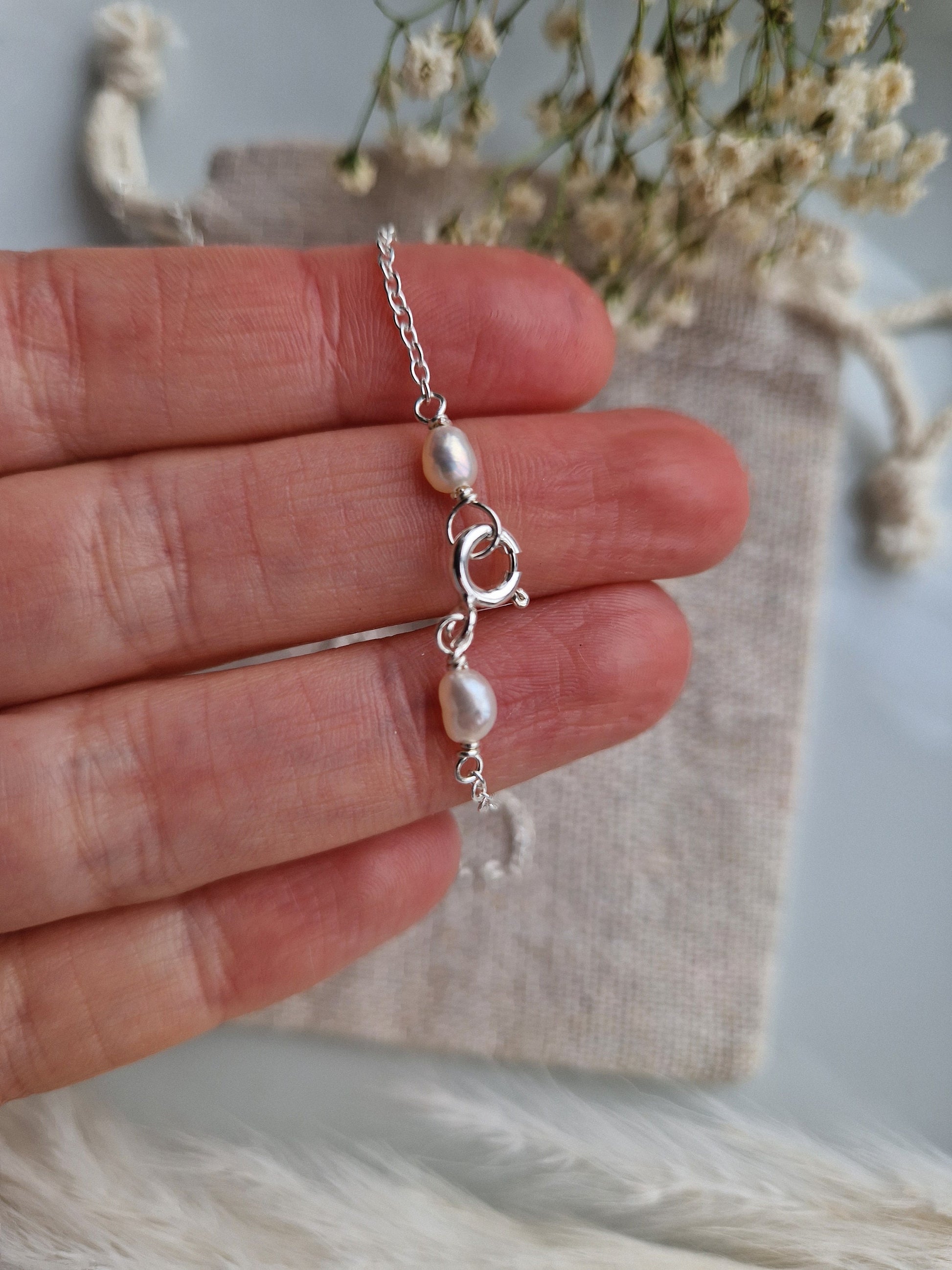 Freshwater pearl pendant necklace with recycled sterling silver chain | Minimalist bridal baroque coin pearl necklace