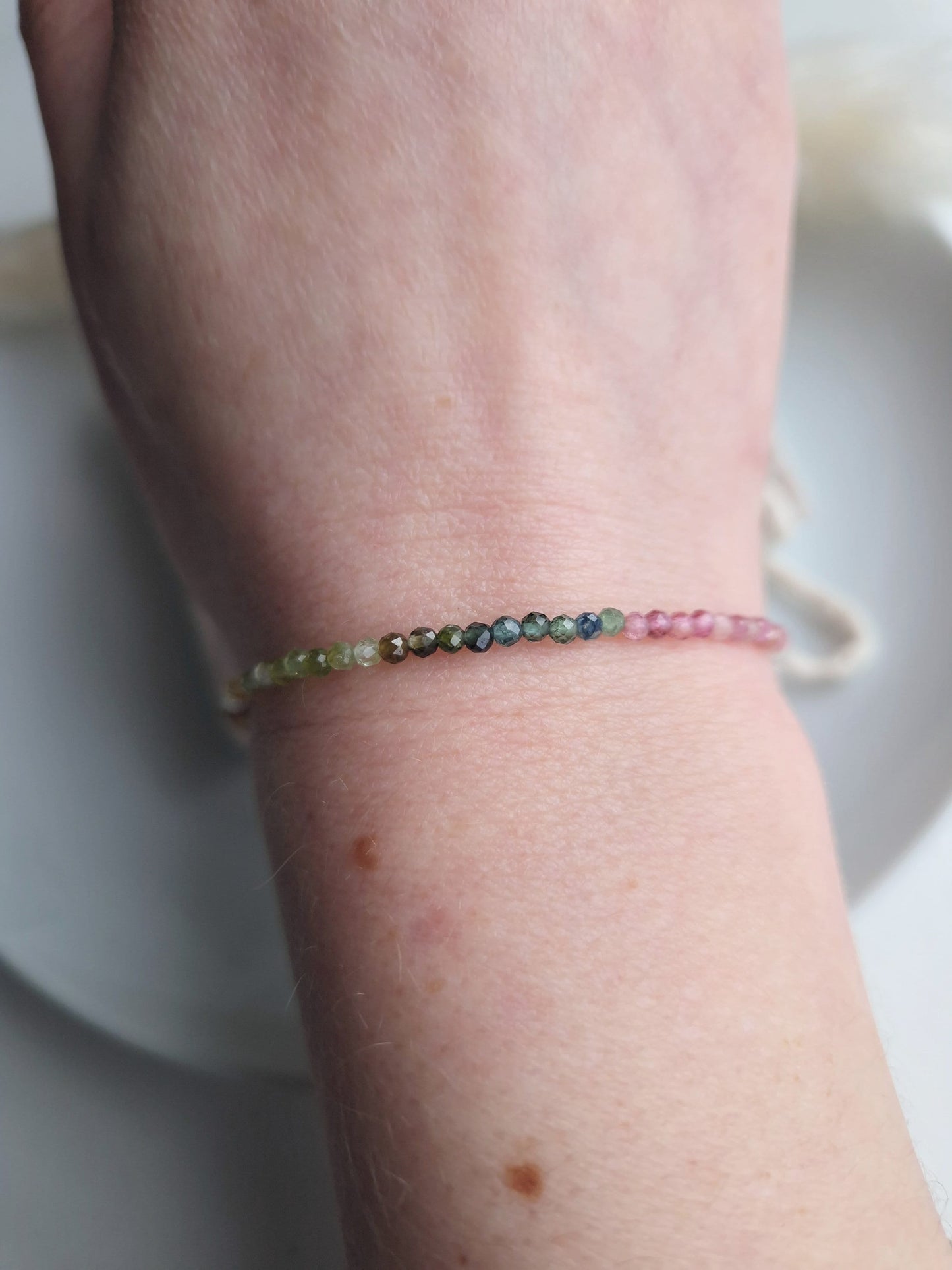 handmade tourmaline beaded bracelet