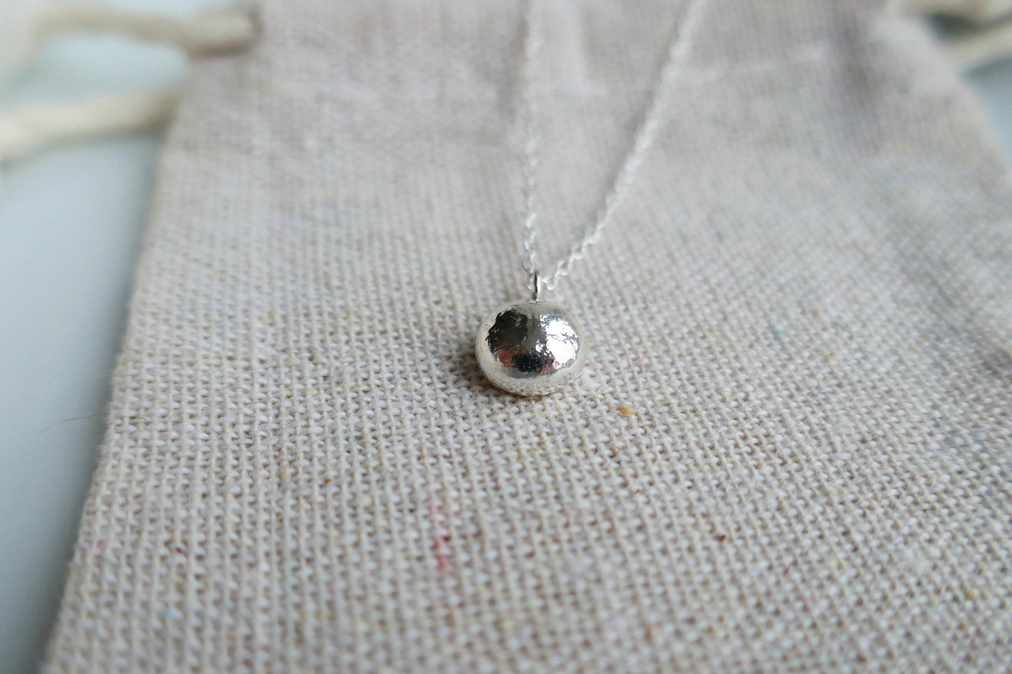dainty organic circle silver necklace