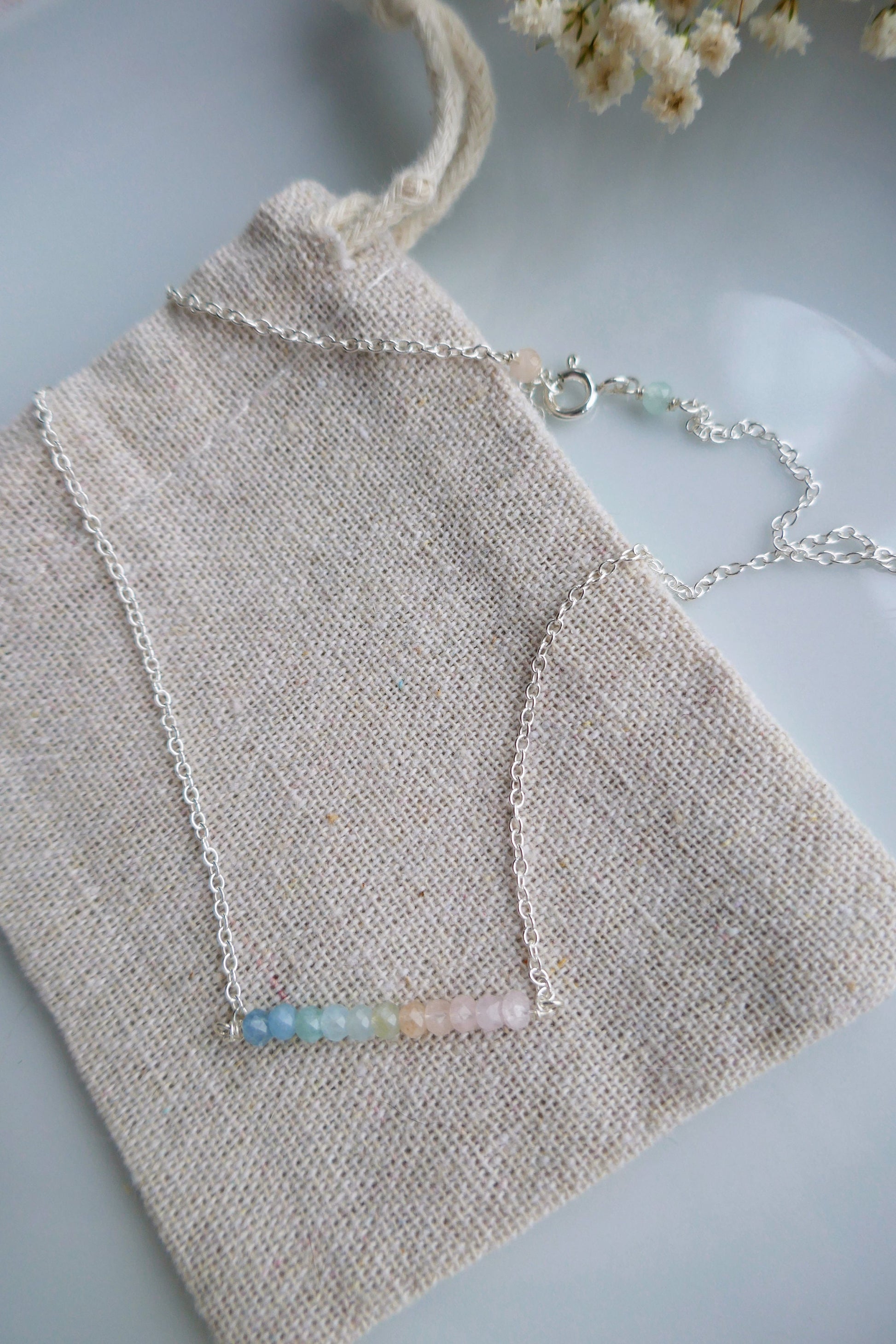 Gemstone and silver necklace for best friend