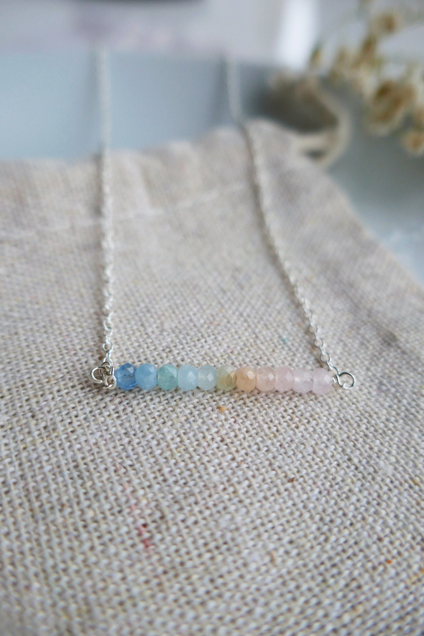 tiny gemstone and sterling silver necklace made to order
