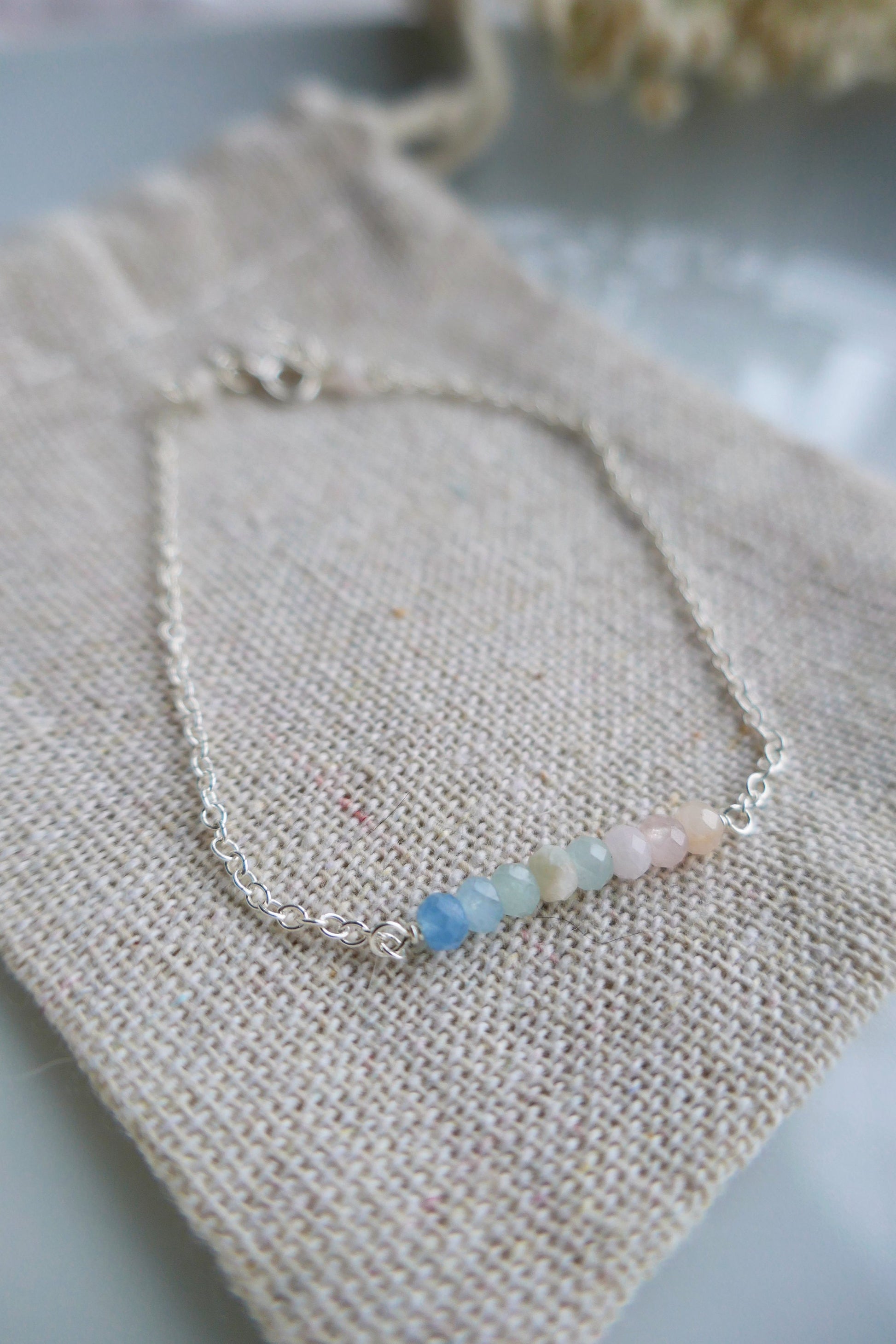 small gemstone silver bracelet