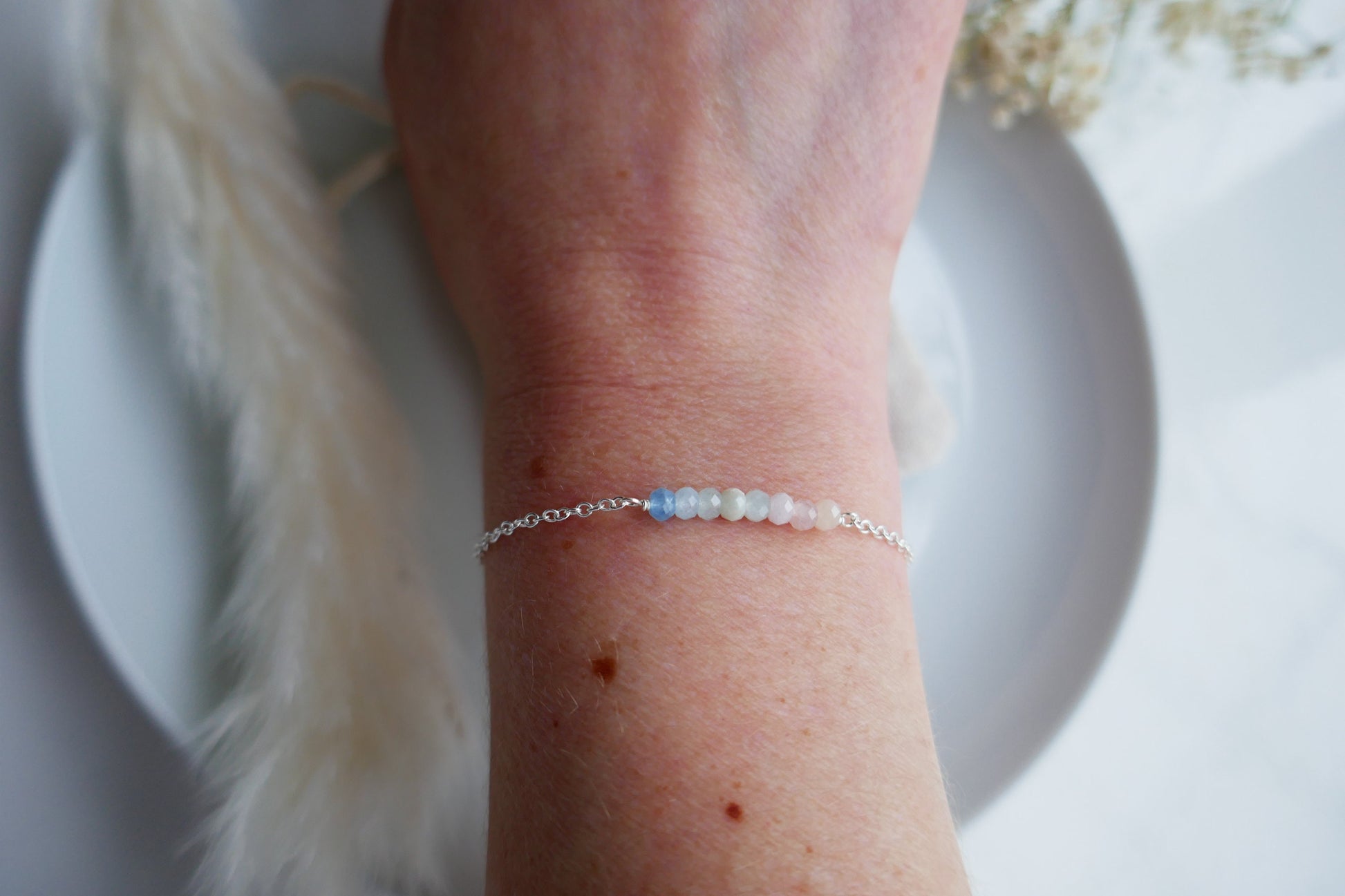 lightweight gemstone and silver bracelet