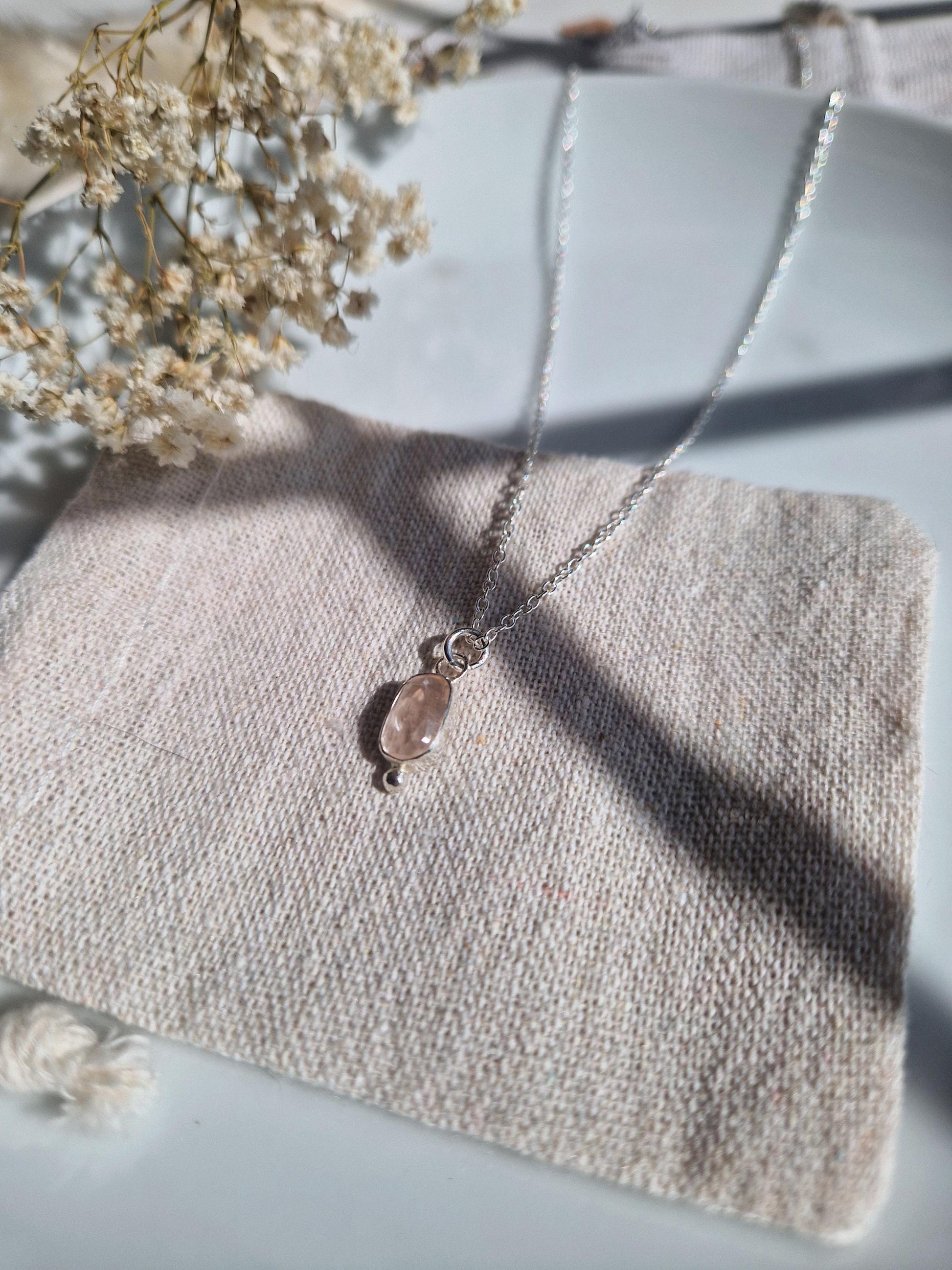 Pink peach gemstone necklace small