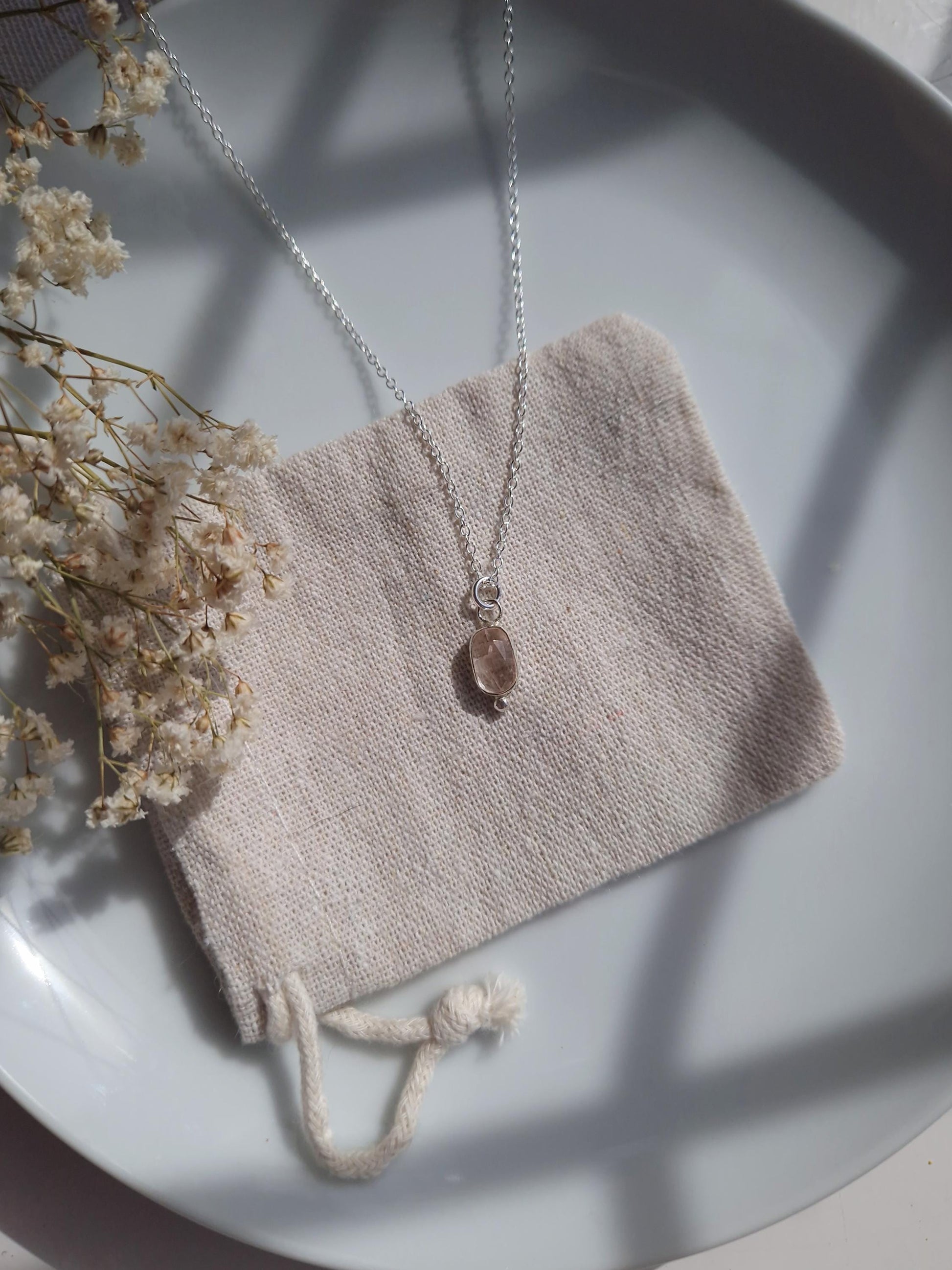 Dainty boho bridal necklace silver