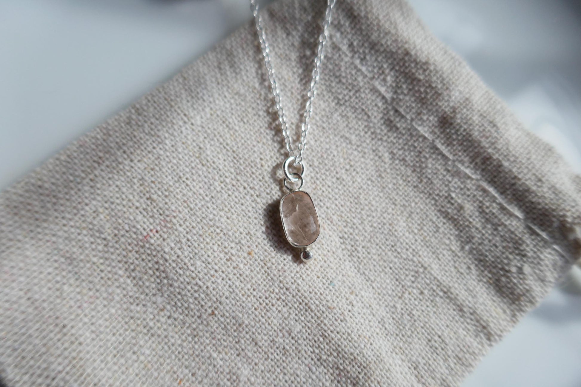 Small gemstone pendant necklace handmade in silver