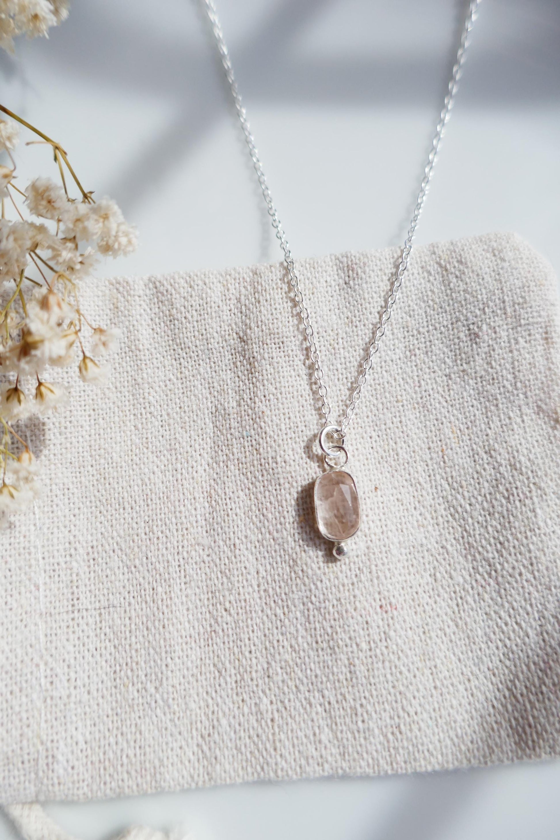 Pretty small gemstone silver necklace