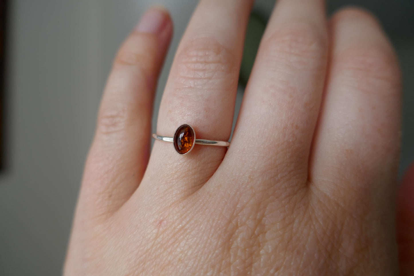amber silver stacking ring