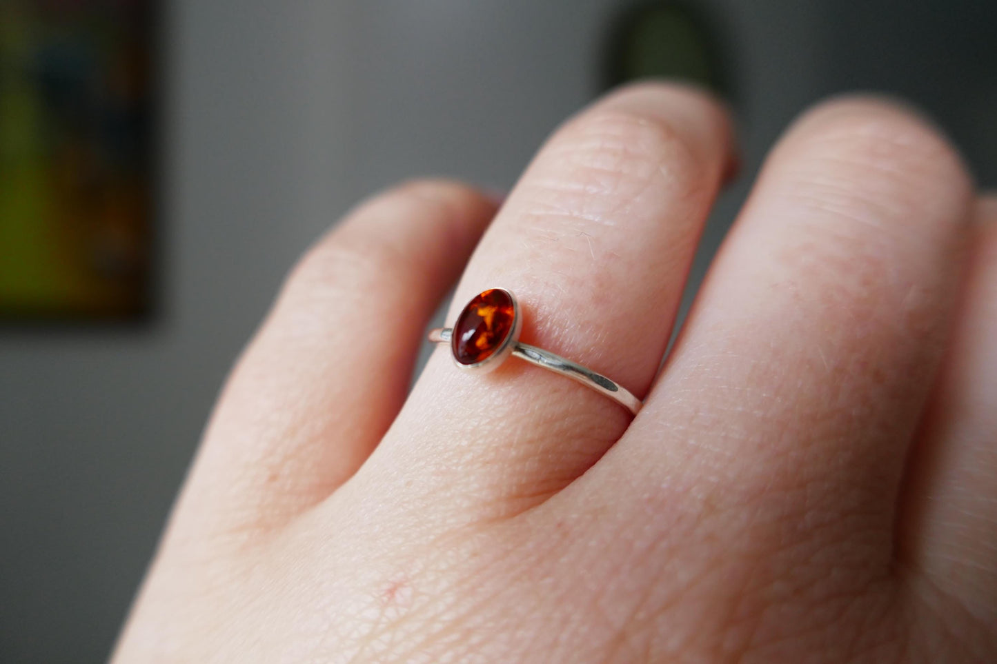 small oval gemstone ring