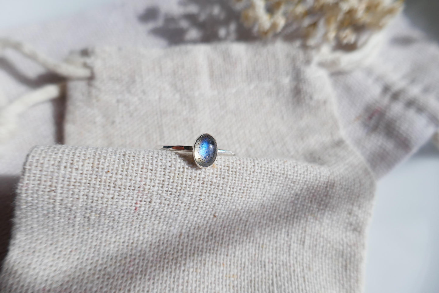 minimalist silver gemstone ring
