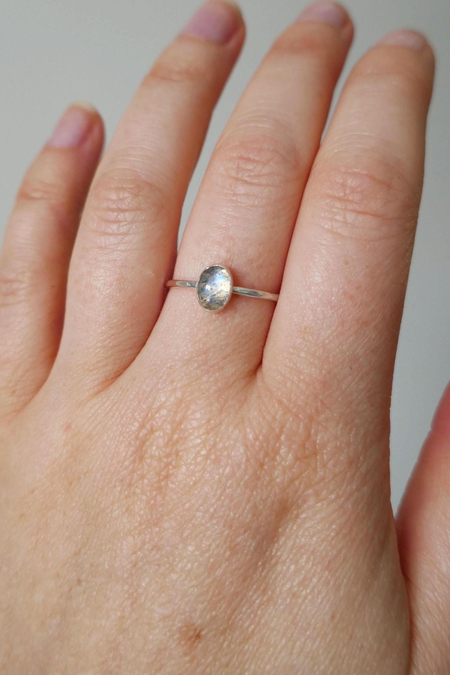 skinny gemstone stacking ring