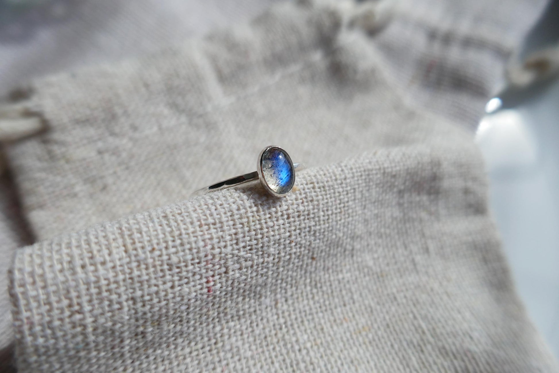 crystal silver stacking ring