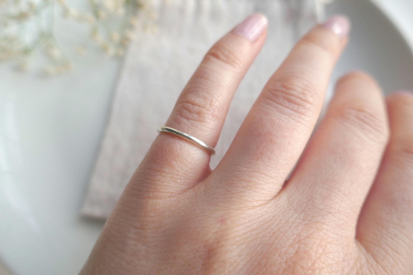 handmade uk simple thin sterling silver ring
