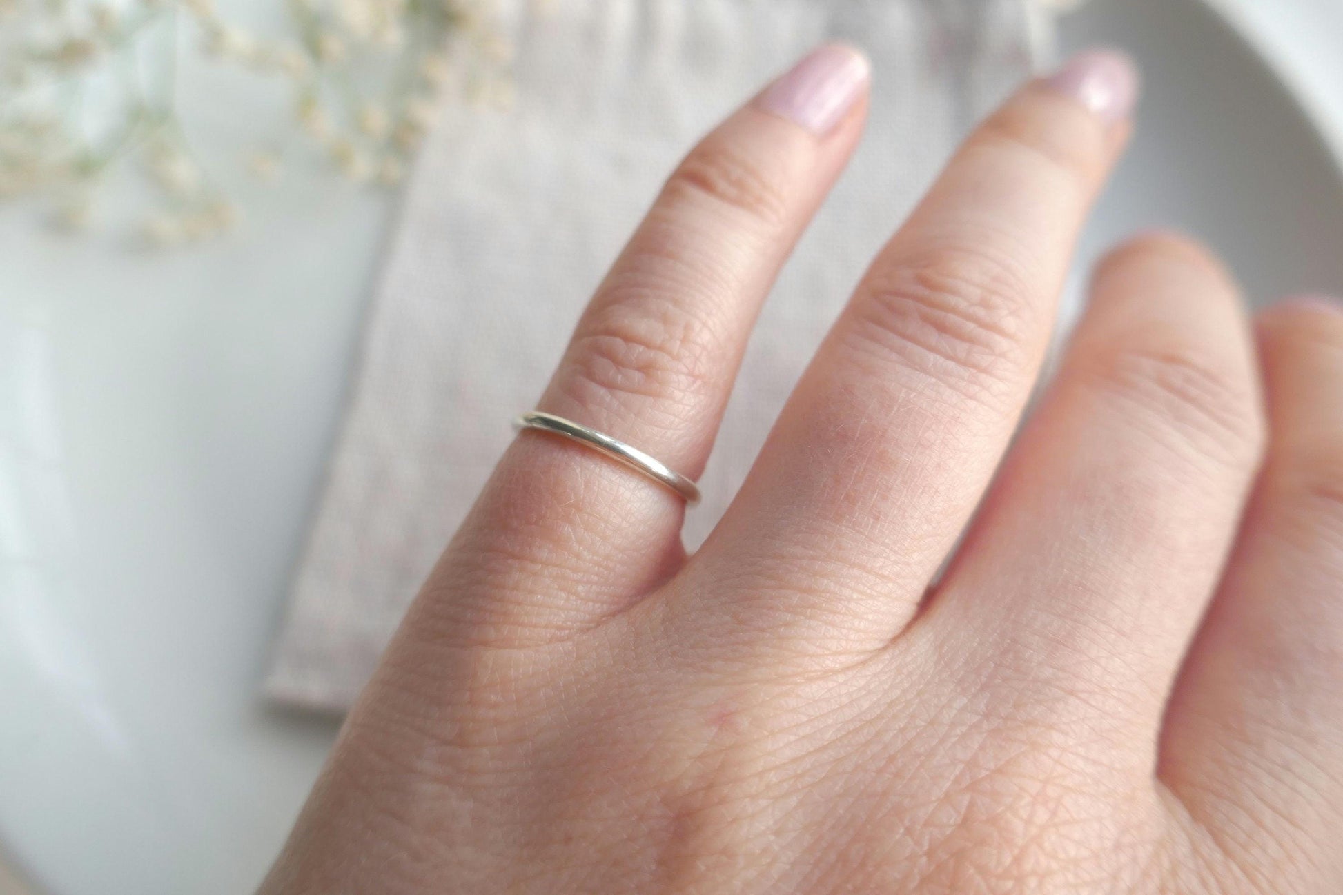 handmade uk simple thin sterling silver ring