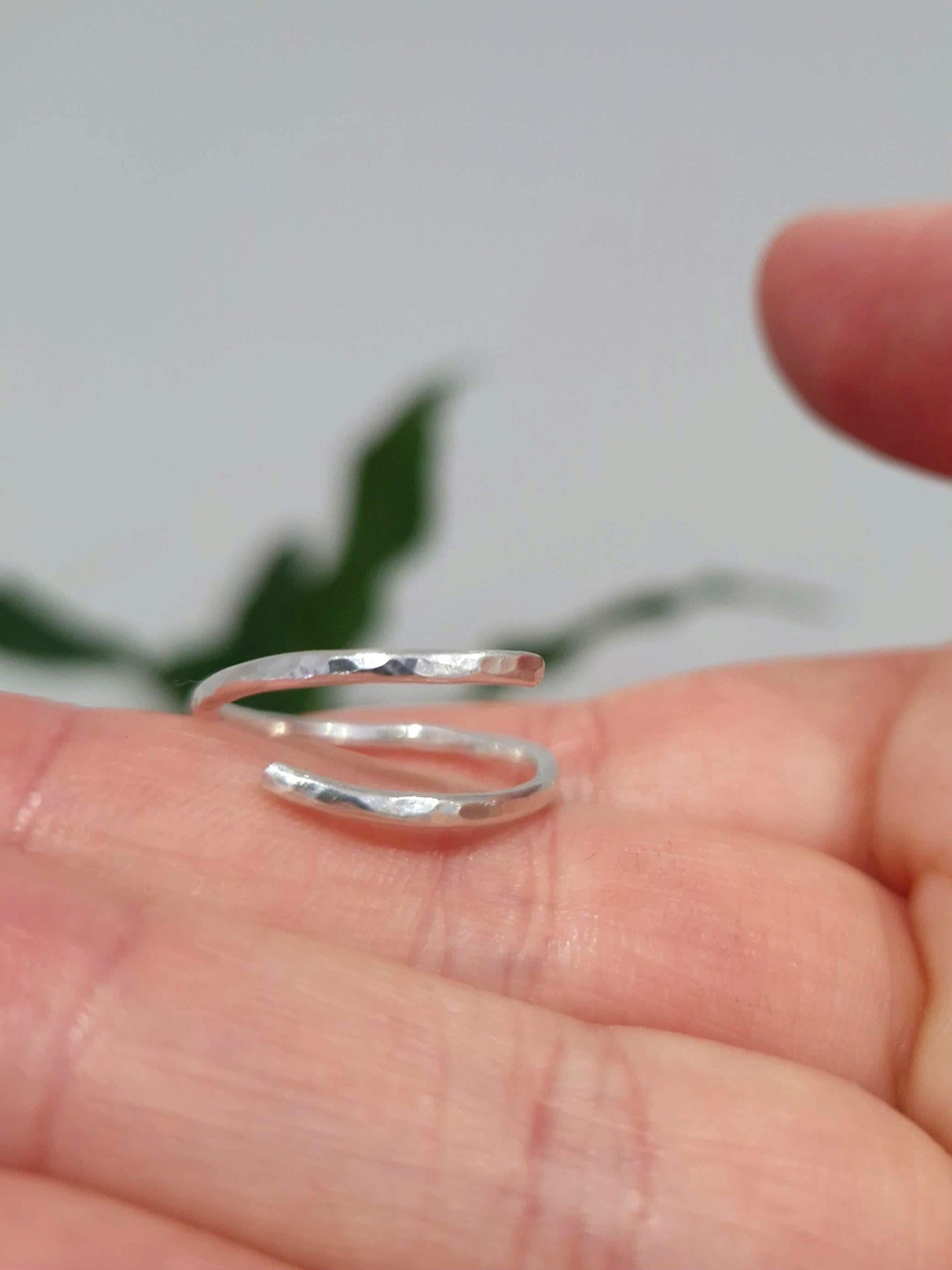 textured adjustable 925 silver ring