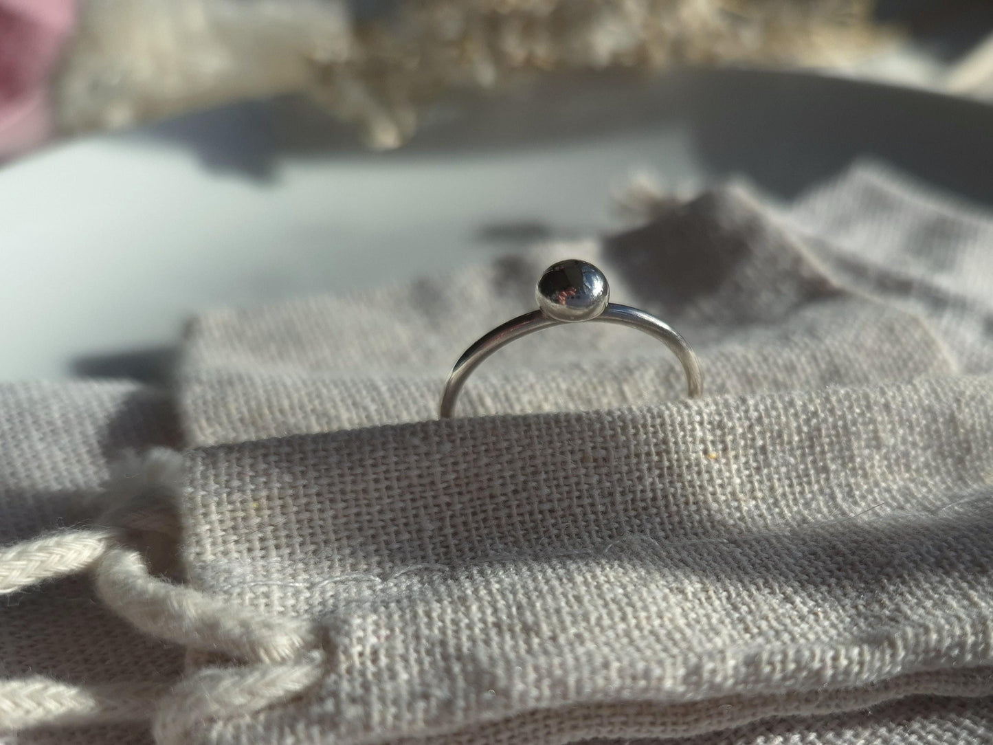 Simple sterling silver pebble ring | Handmade recycled silver stacking ring | Simple silver sustainable jewellery | Ring gift for her