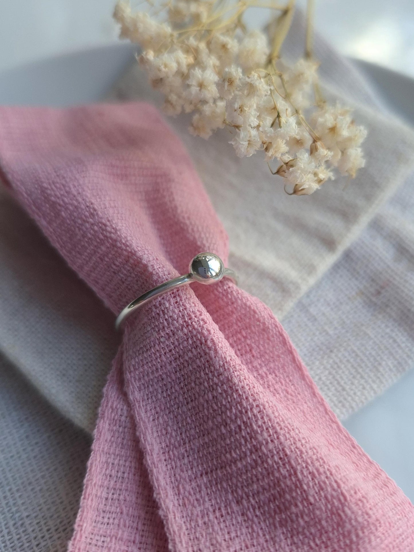 Simple sterling silver pebble ring | Handmade recycled silver stacking ring | Simple silver sustainable jewellery | Ring gift for her