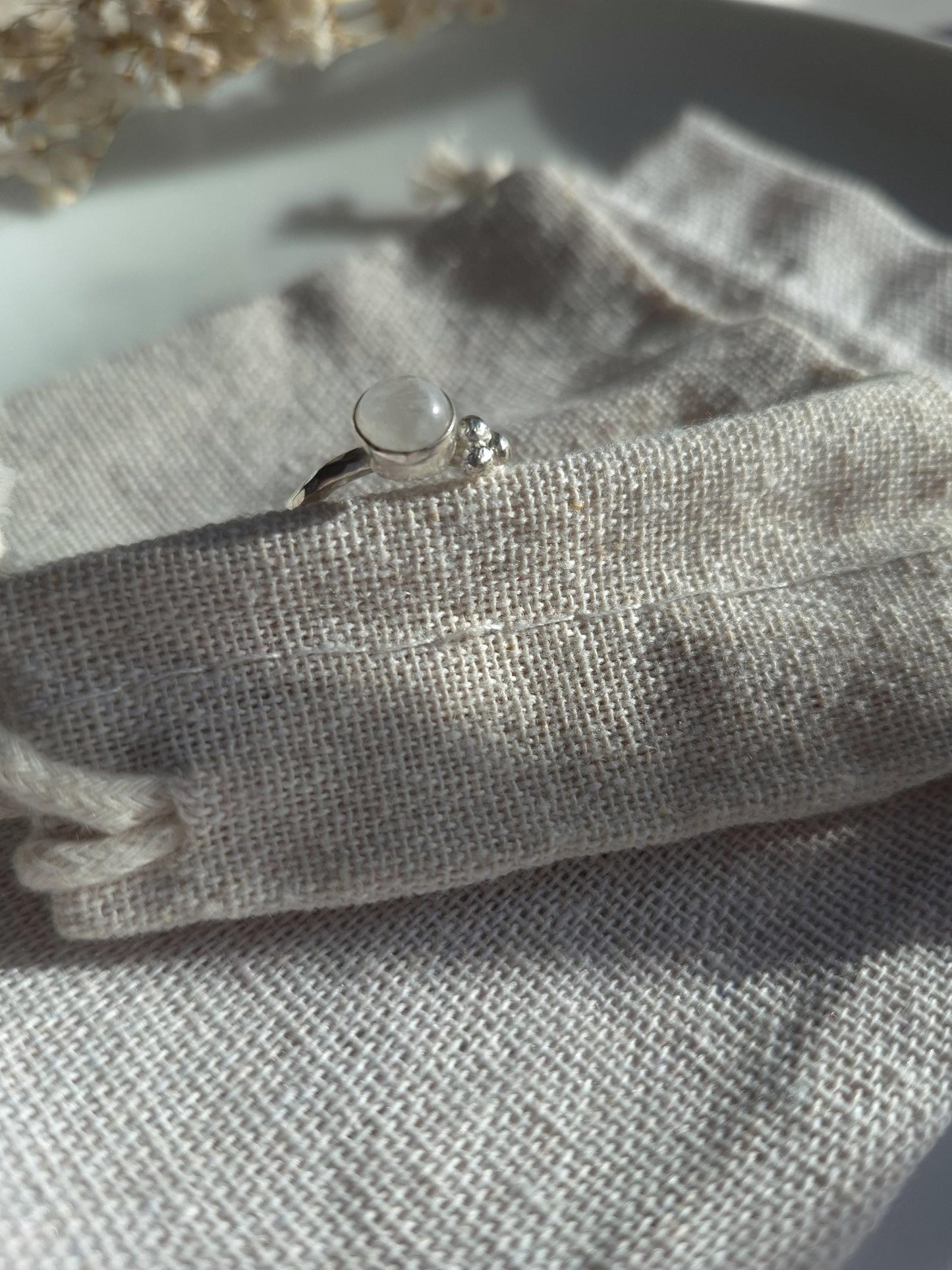 genuine gemstone and silver ring for small finger handmade