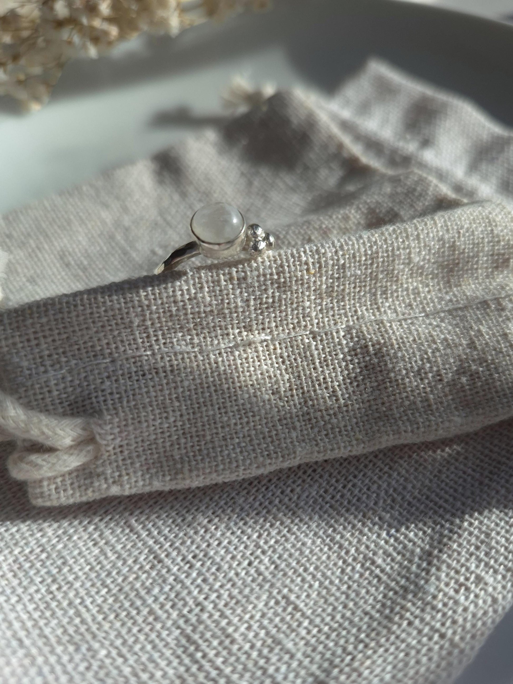 genuine gemstone and silver ring for small finger handmade